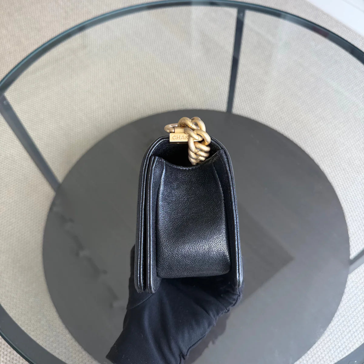 Chanel Boy Small - Caviar 20CM Quilted Black Gold Hardware Series 25