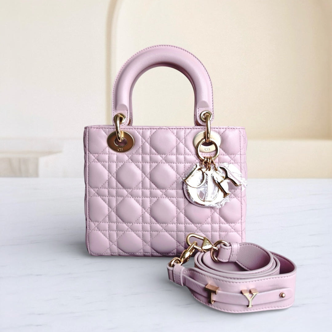 Dior Lady Small - Cannage Lambskin Pink Gold Hardware