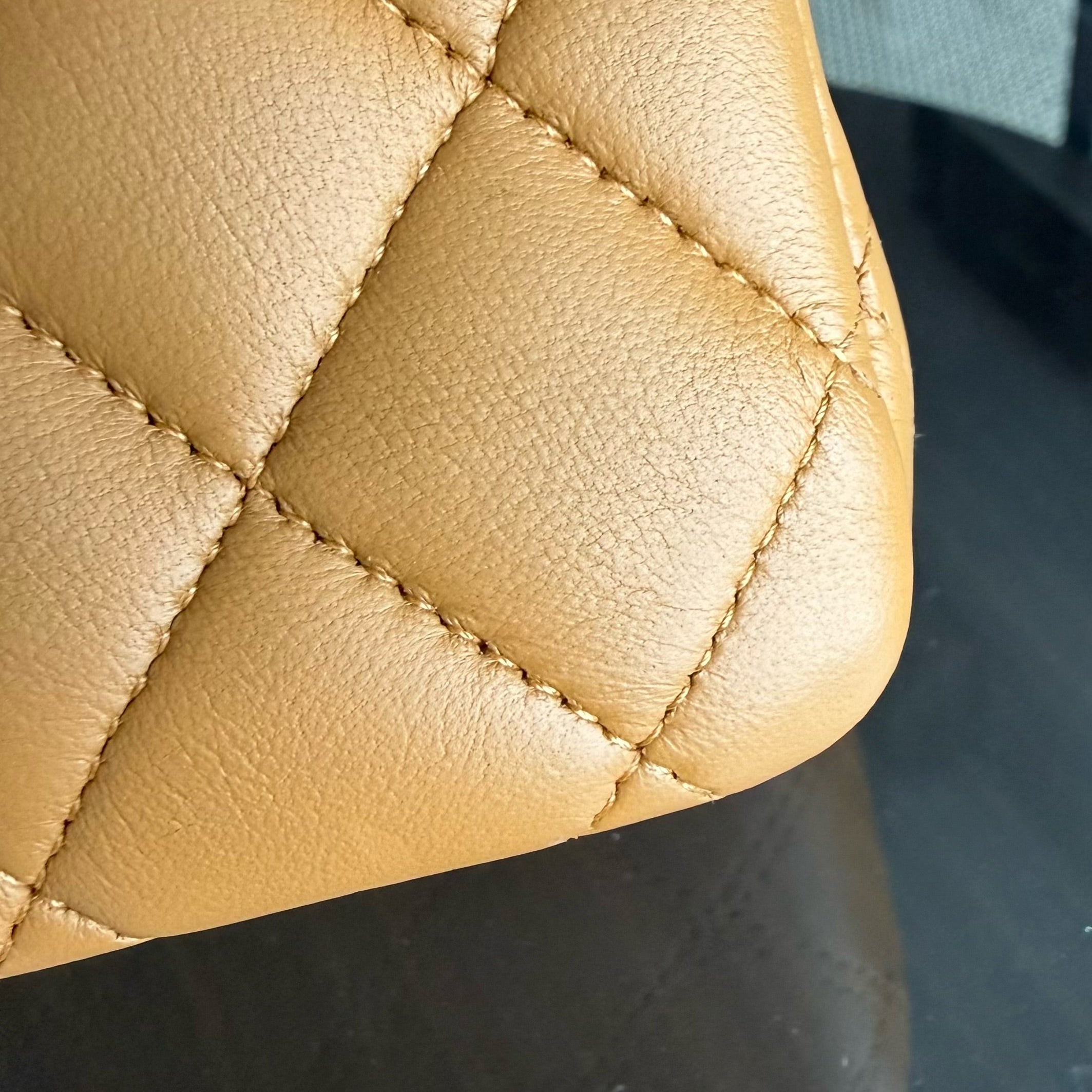 Chanel Classic Flap Medium - 25CM Quilted Lambskin Caramel Silver Hardware Series 19