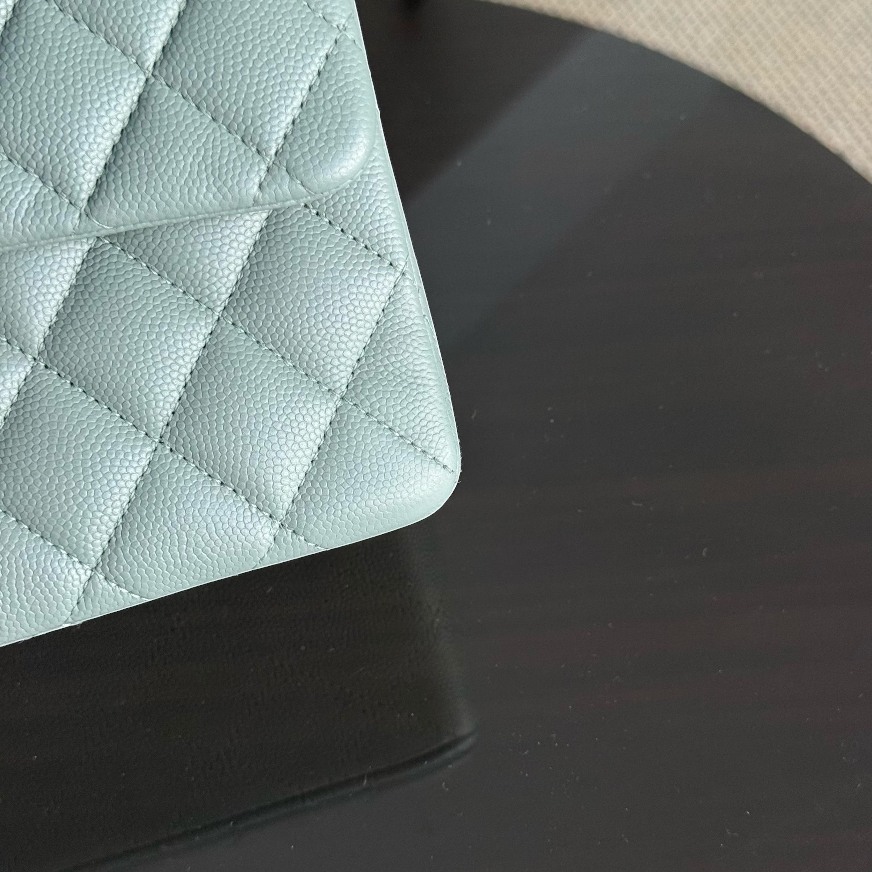 Chanel Classic Flap Small - Caviar 23CM Quilted Green Light Gold Hardware Microchip