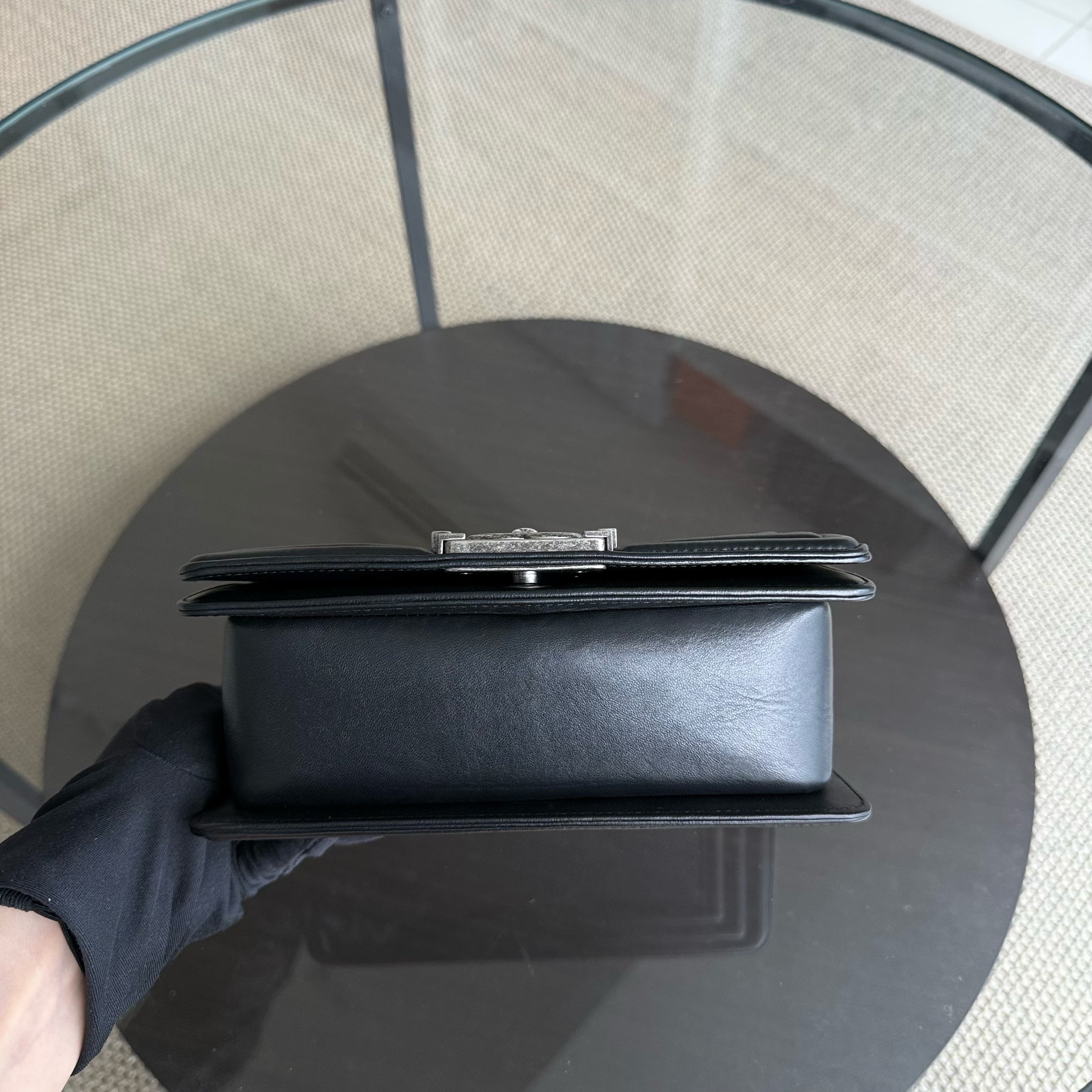 Chanel Boy Small - Stingray Black Ruthenium Silver Hardware Series 20