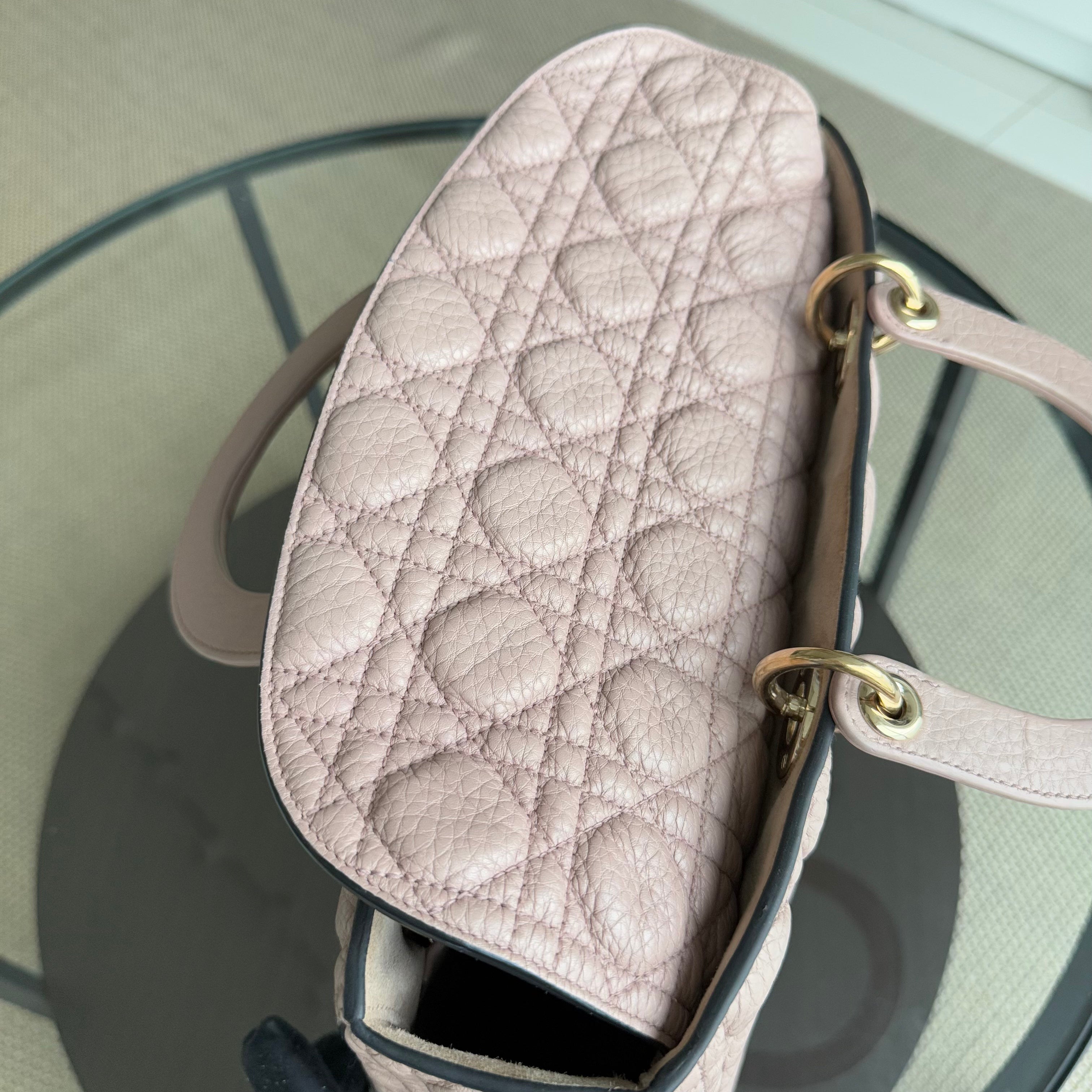 Dior Lady Flap Large - Grained Calfskin Nude Pink Gold Hardware