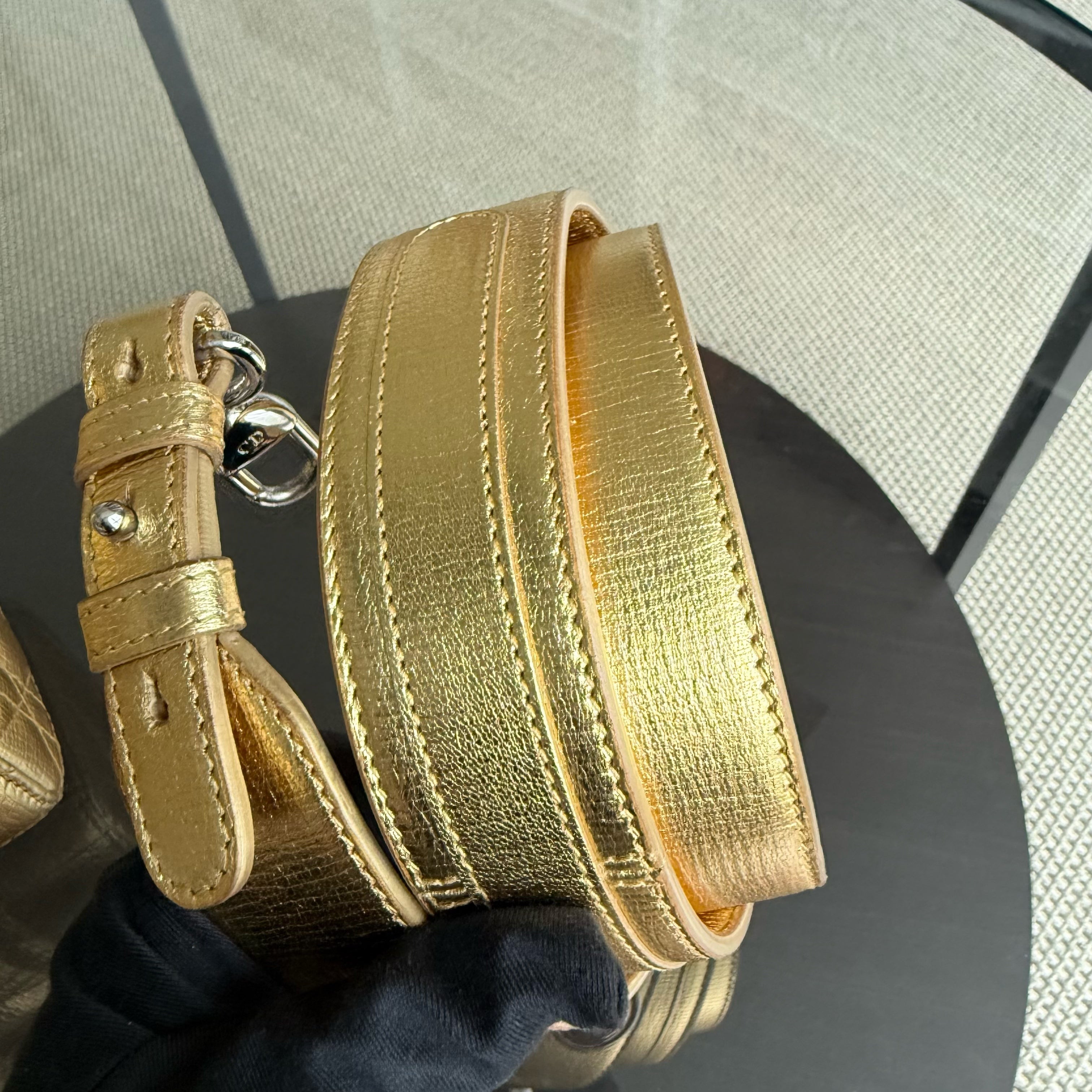 Dior Lady Small - Cannage Metallic Calfskin Gold Silver Hardware