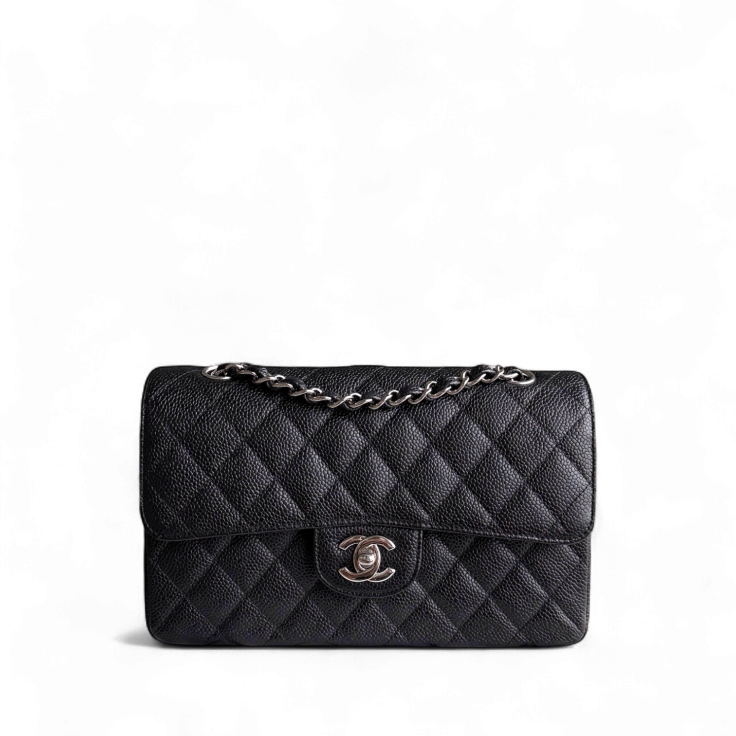 Chanel Classic Flap Small - Caviar 23CM Quilted Grained Calfskin Black Silver Hardware Series 13