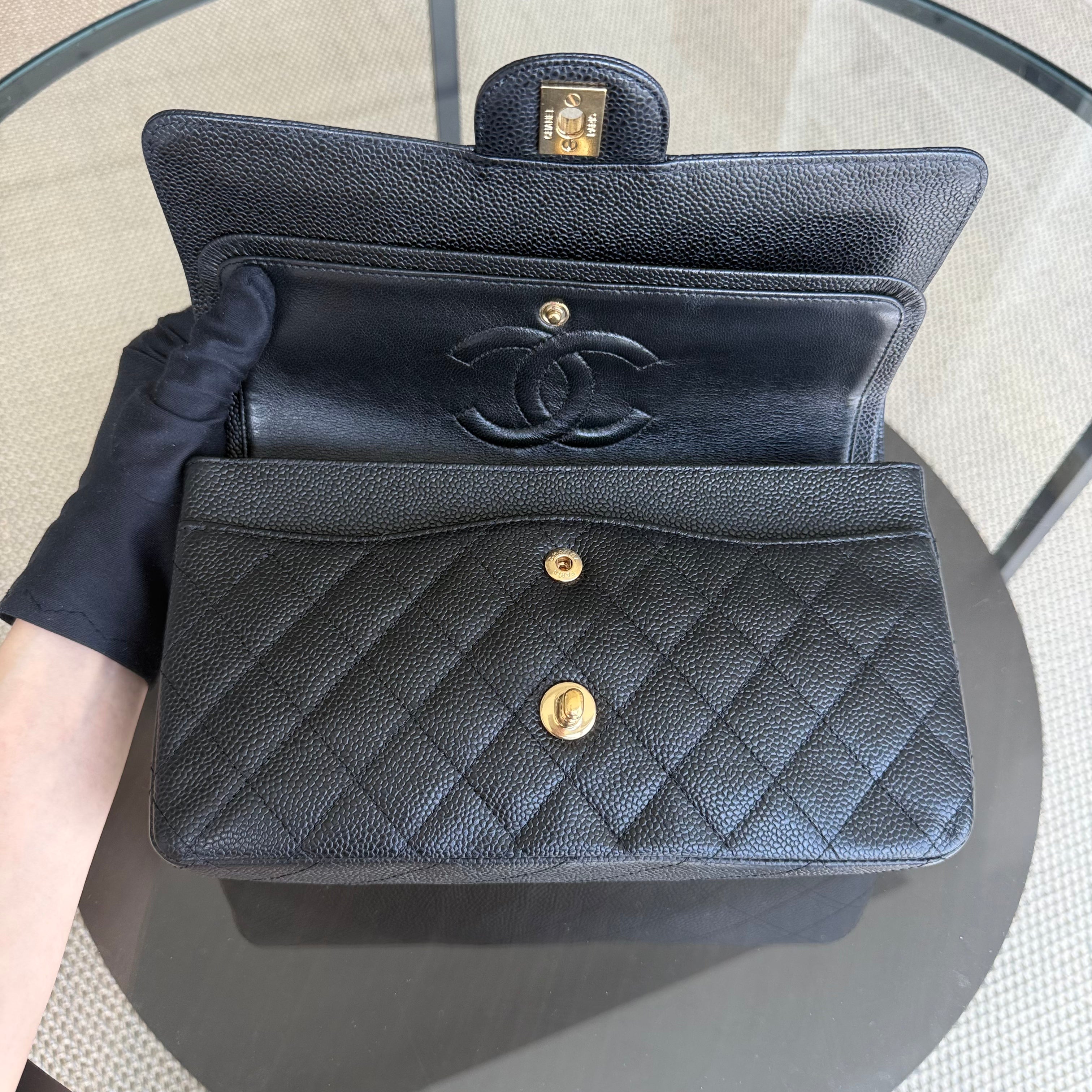 Chanel Classic Flap Medium - Caviar 25CM Quilted Black Gold Hardware Series 13