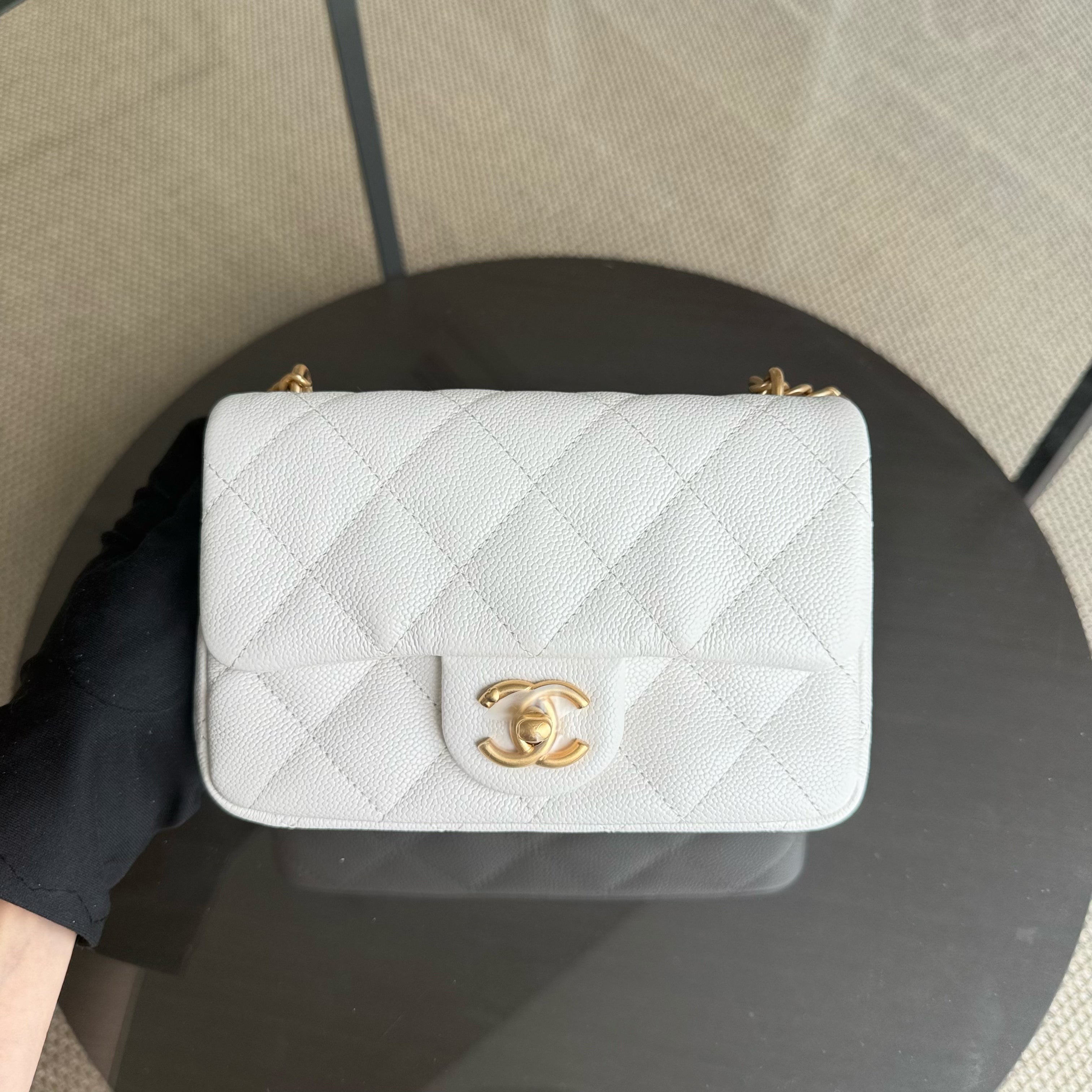 Chanel Flap Mini Sweetheart 23P - Caviar Quilted White Gold Hardware Microchip