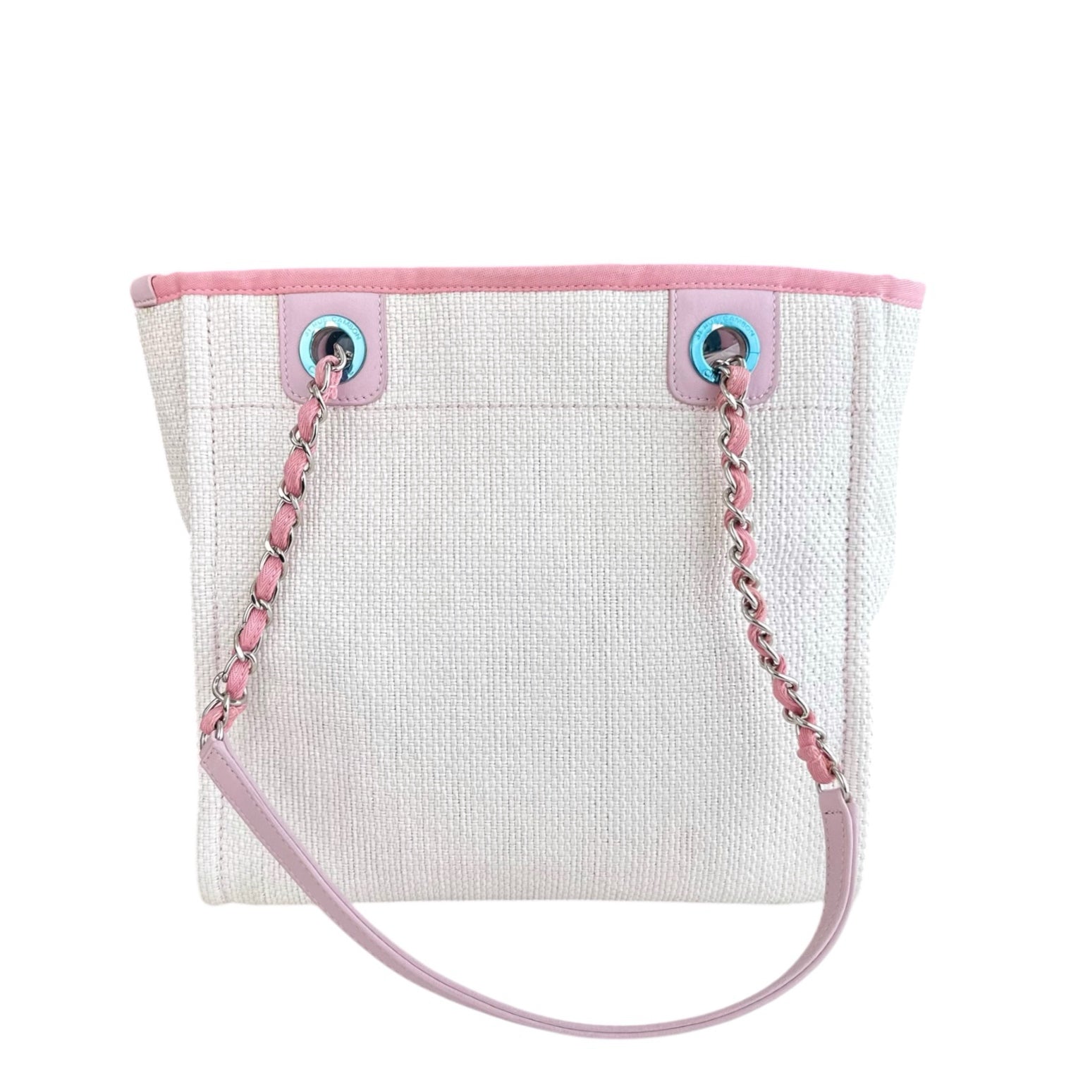 Chanel Deauville Mini - Fabric Tote Pink Silver Hardware Series 21