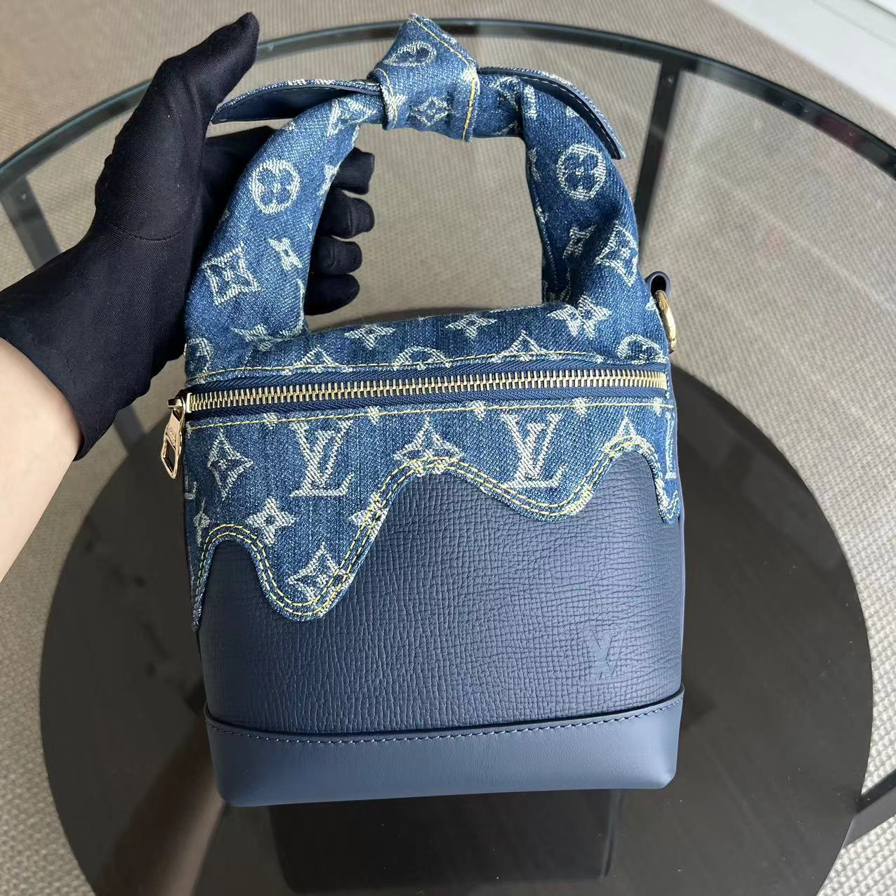 *Full Set, Receipt* Louis Vuitton LV Japanese Cruiser Denim Blue Handbag