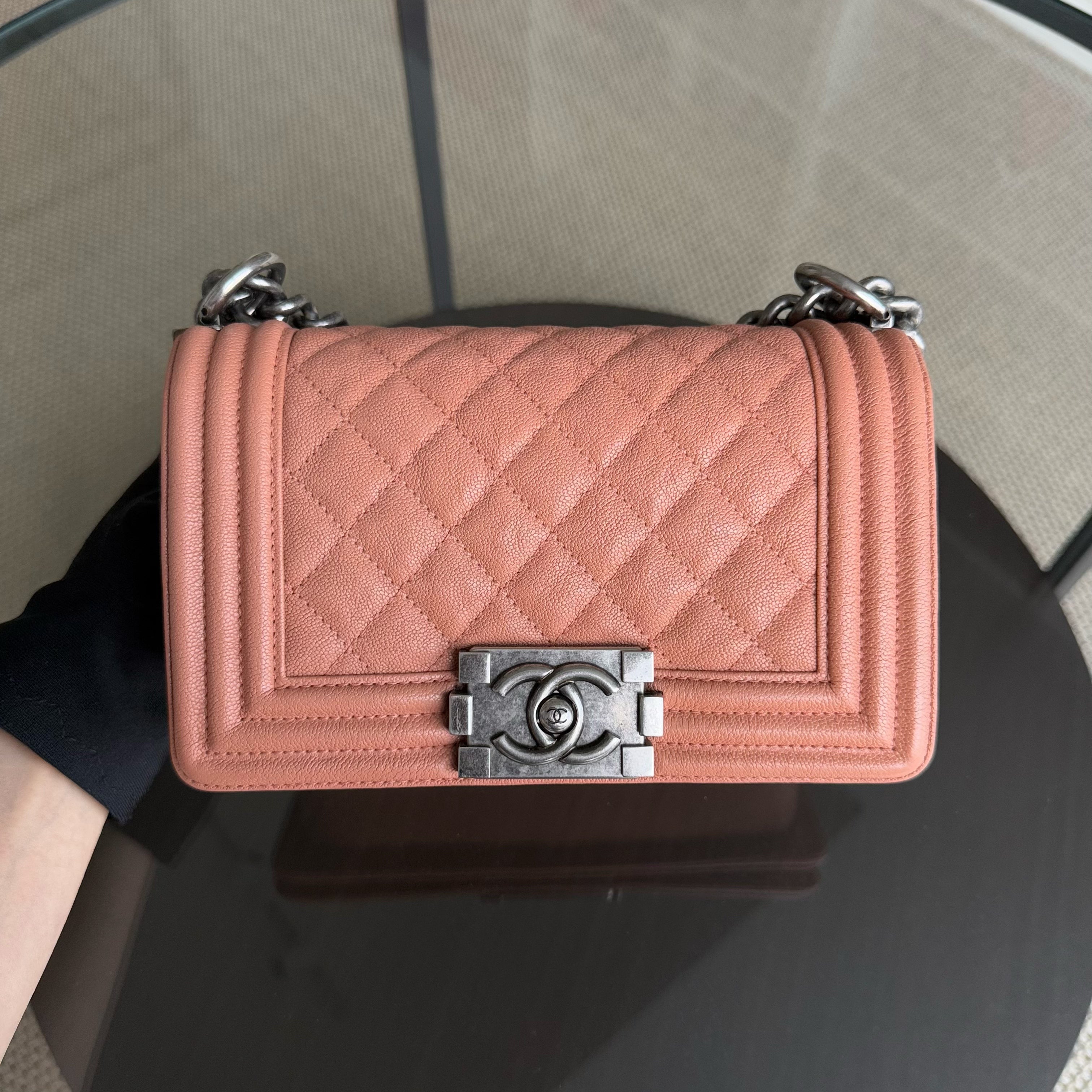 Chanel Boy Small - Caviar 20CM Quilted Blush Ruthenium Silver Hardware Series 27