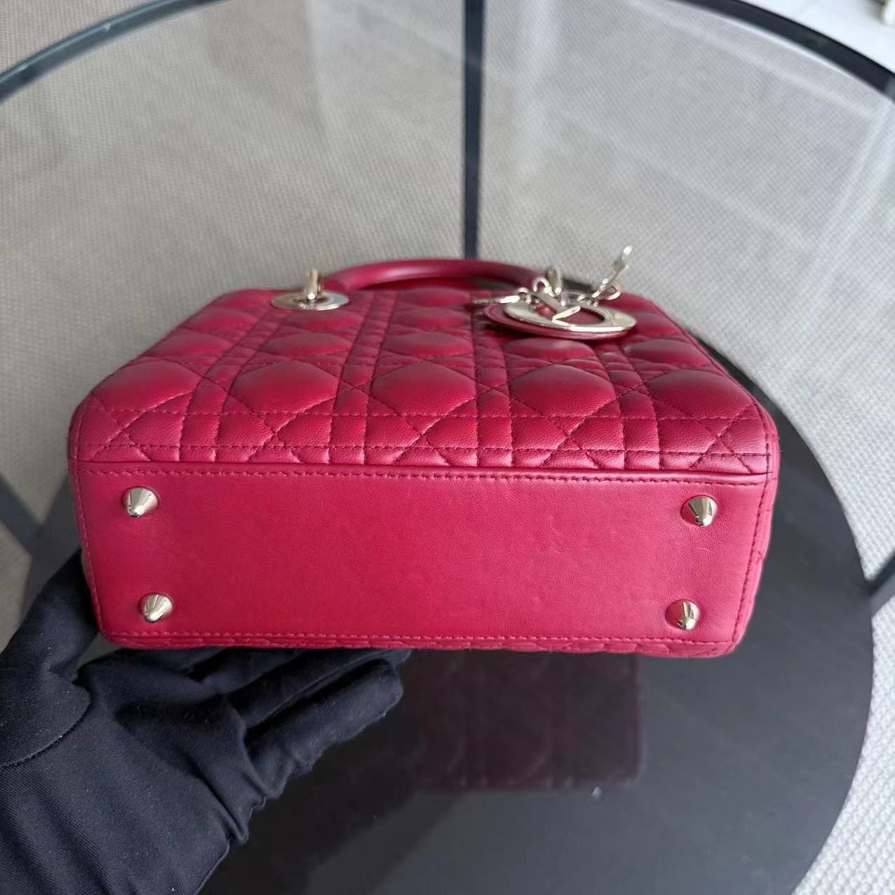 Dior Lady Small ABC MyABC Cannage Lambskin Burgundy Red Golden Hardware