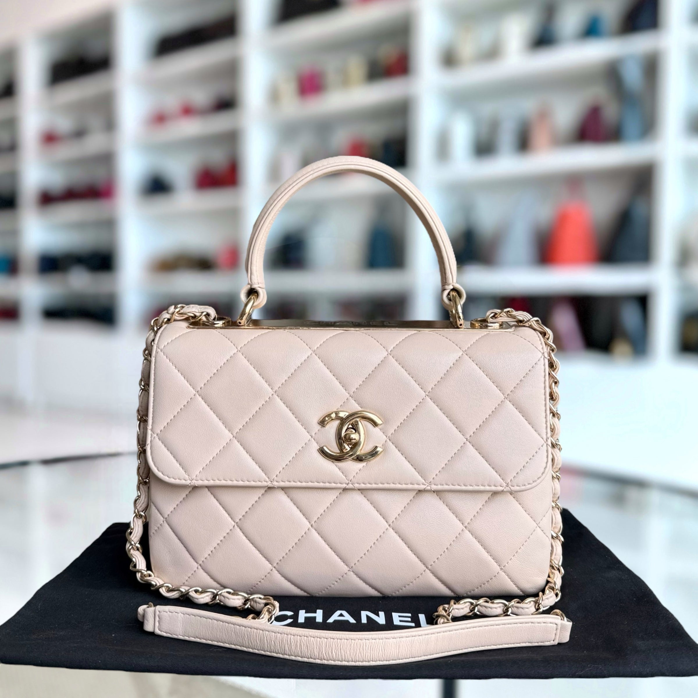 Chanel Trendy CC Small - Quitled Lambskin Light Beige Gold Hardware Series 24