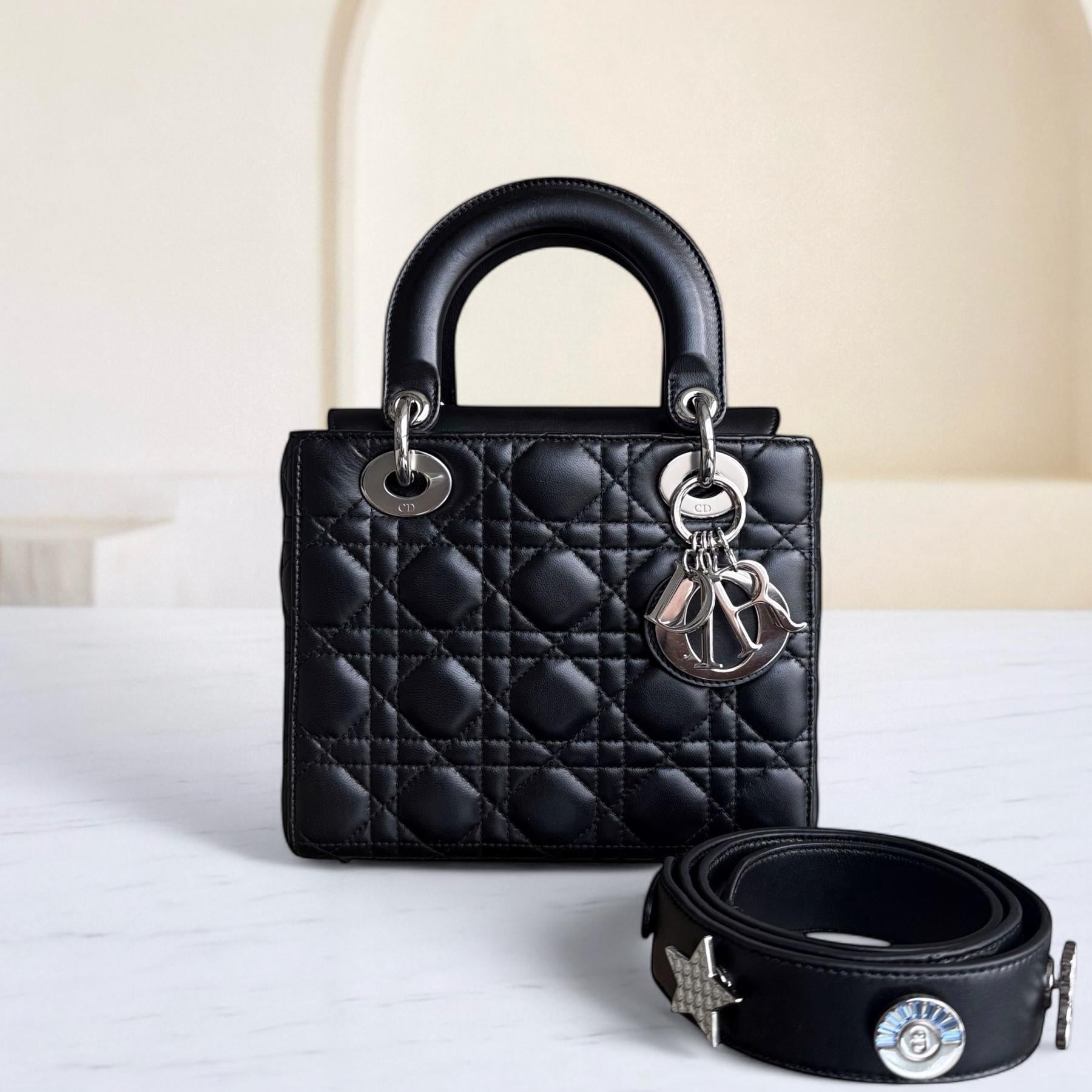 Dior Lady Small Flap - Cannage Lambskin Black Silver Hardware