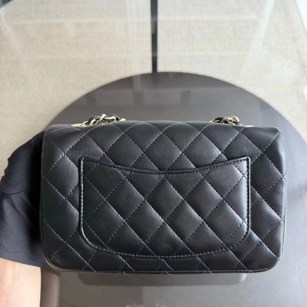 Chanel Classic Flap Mini - 20CM Rectangle Classic Flap Valentine Quilted Lambskin Black Golden Hardware Series 19