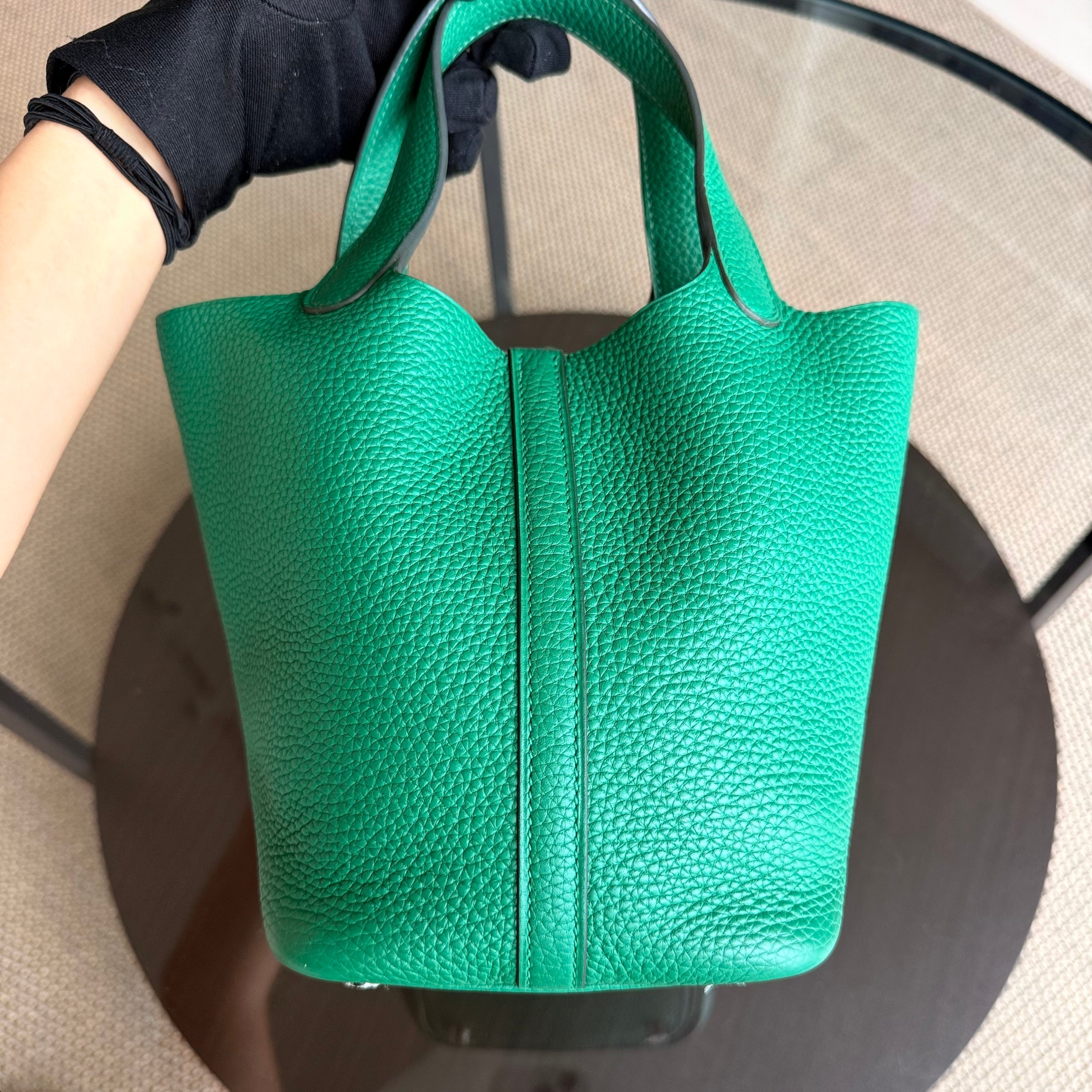 Hermes Picotin 18 - Bambou Vert Vertigo Clemence Leather Silver Hardware