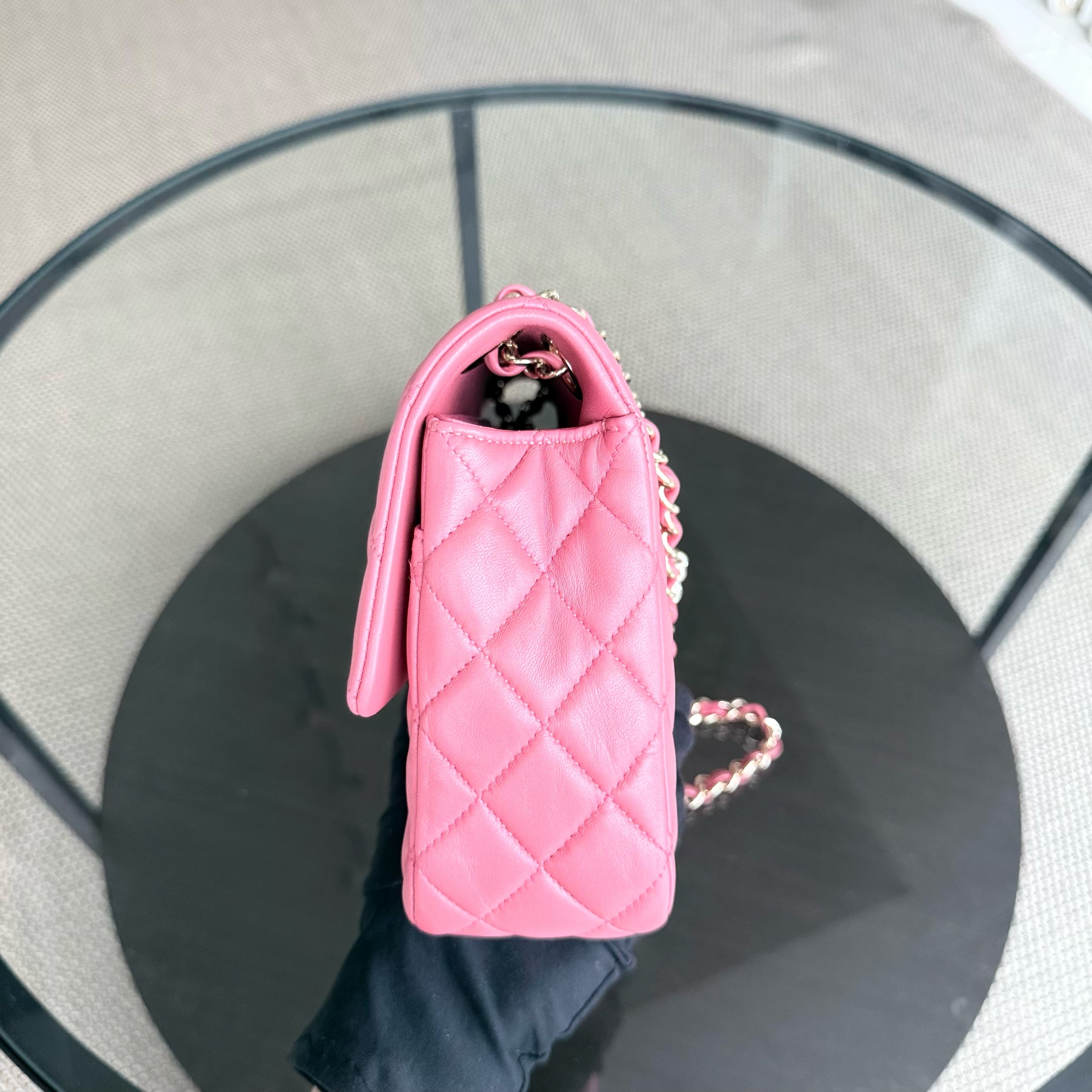 Chanel Classic Flap Medium  - 25CM Quilted Lambskin Valentine Heart Pink Special Edition Series 19