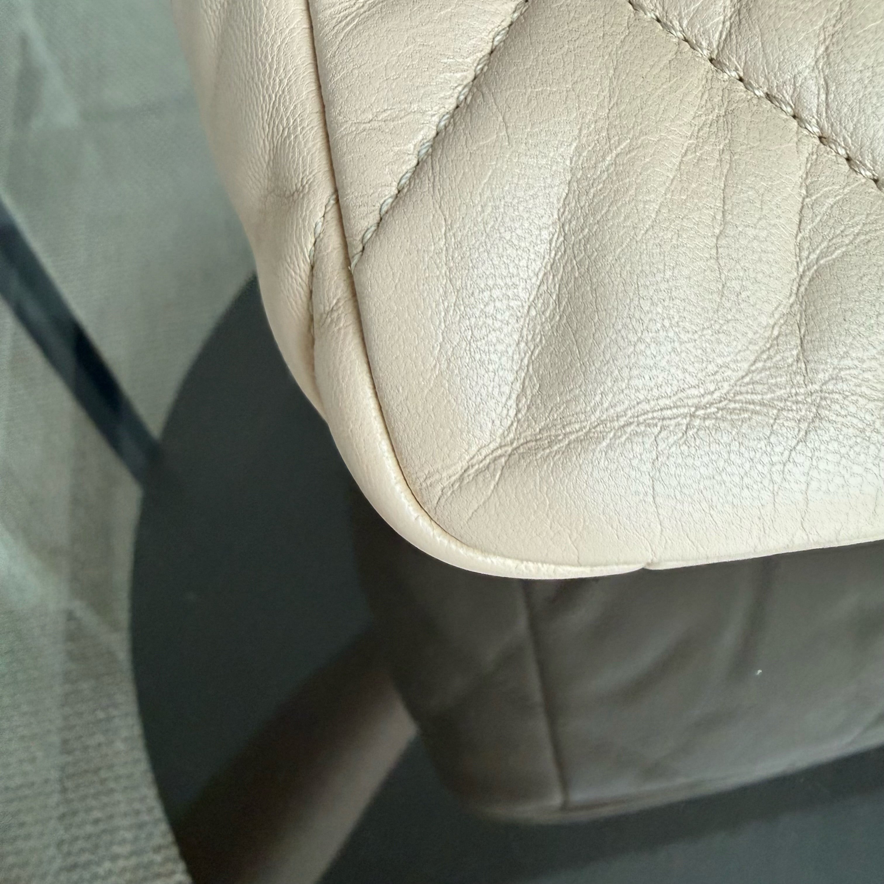 Chanel 19 Bag  Small- C19 Quilted Goatskin Light Beige Cream Two-tone Hardware Series 30