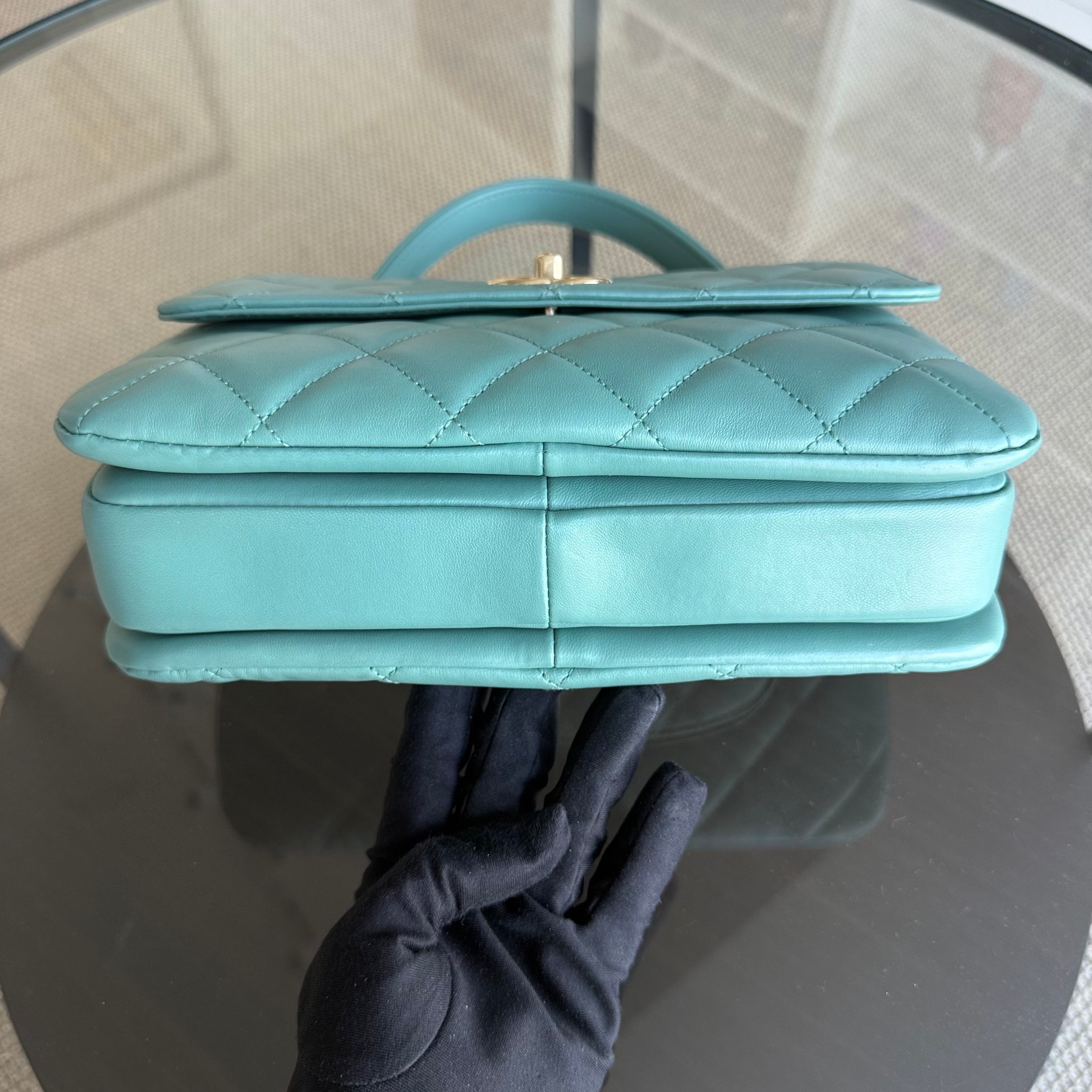 Chanel Trendy CC Small - Quilted Lambskin Cyan Blue Green Gold Hardware Series 20