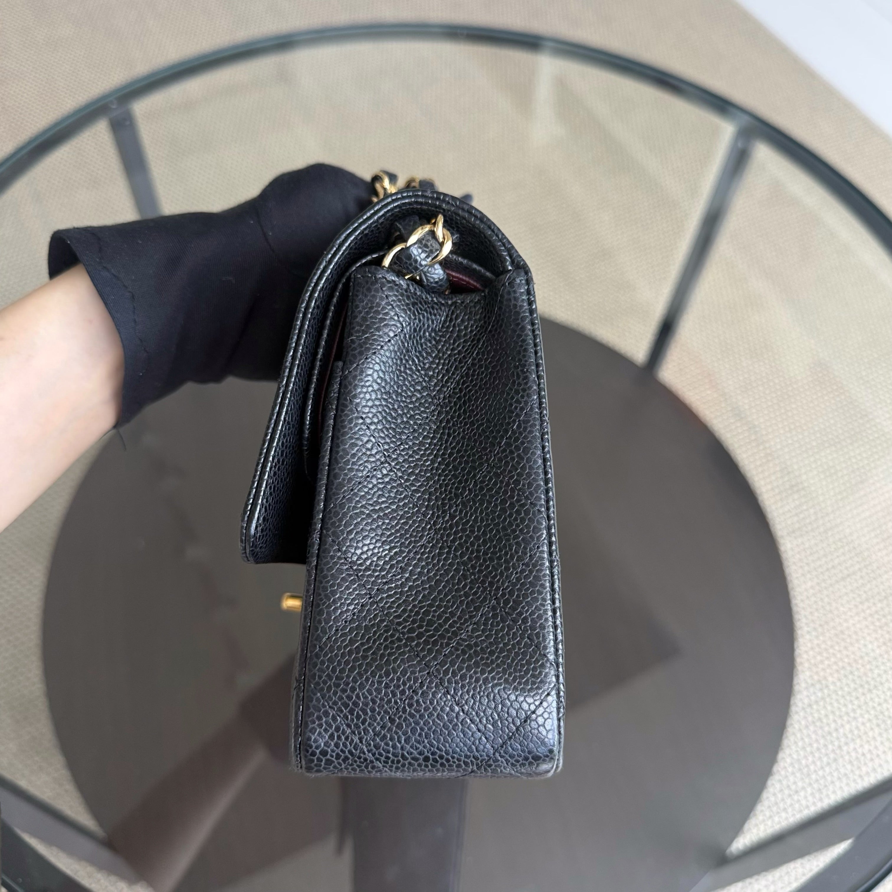 Chanel Classic Flap Medium - Caviar 25CM Quilted Grained Calfskin Black Gold Hardware Series 19