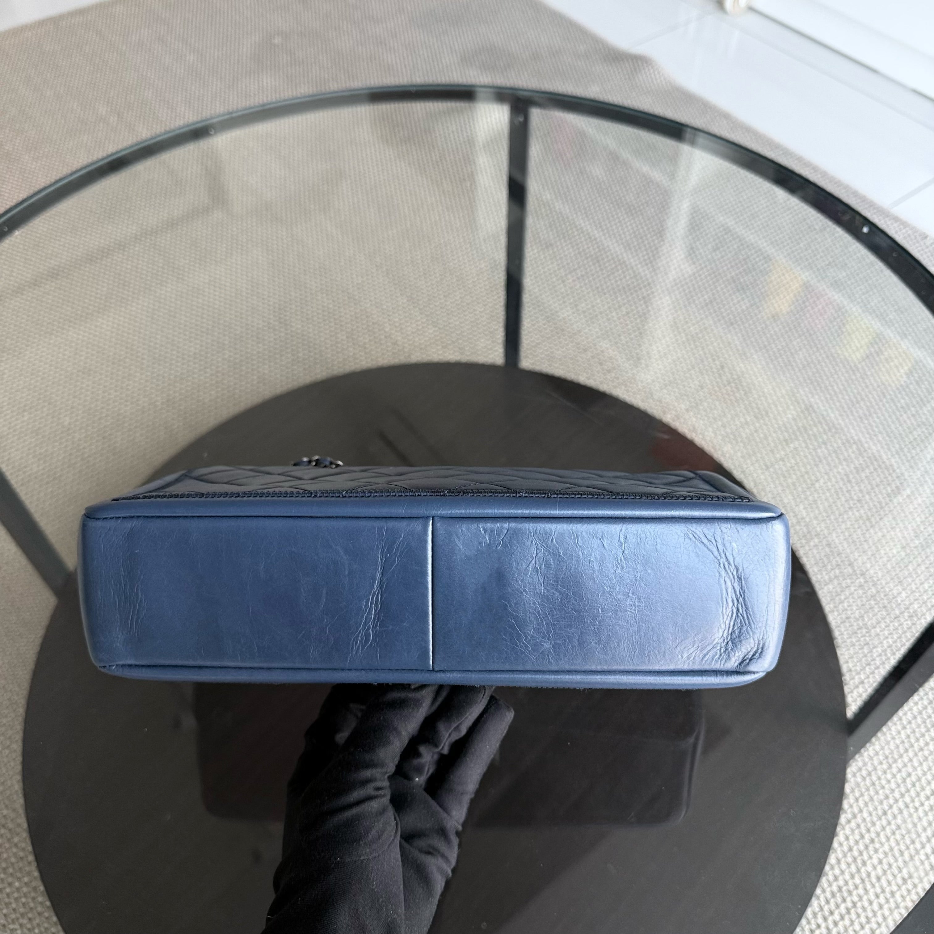 Chanel Seasonal Flap - 25CM Quilted Calfskin Blue Ruthenium Silver Hardware Series 20