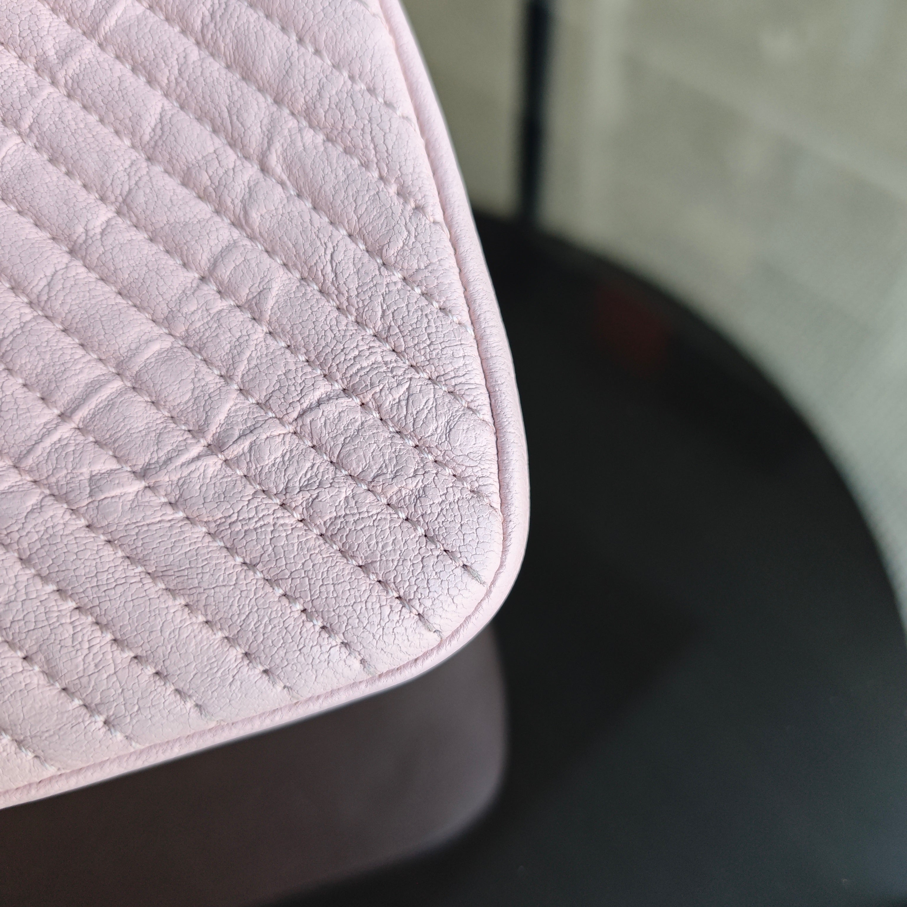 Chanel Seasonal Flap - Chevron Surpique CC Herringbone Medallion Flap Light pink Gold Hardware Series 22