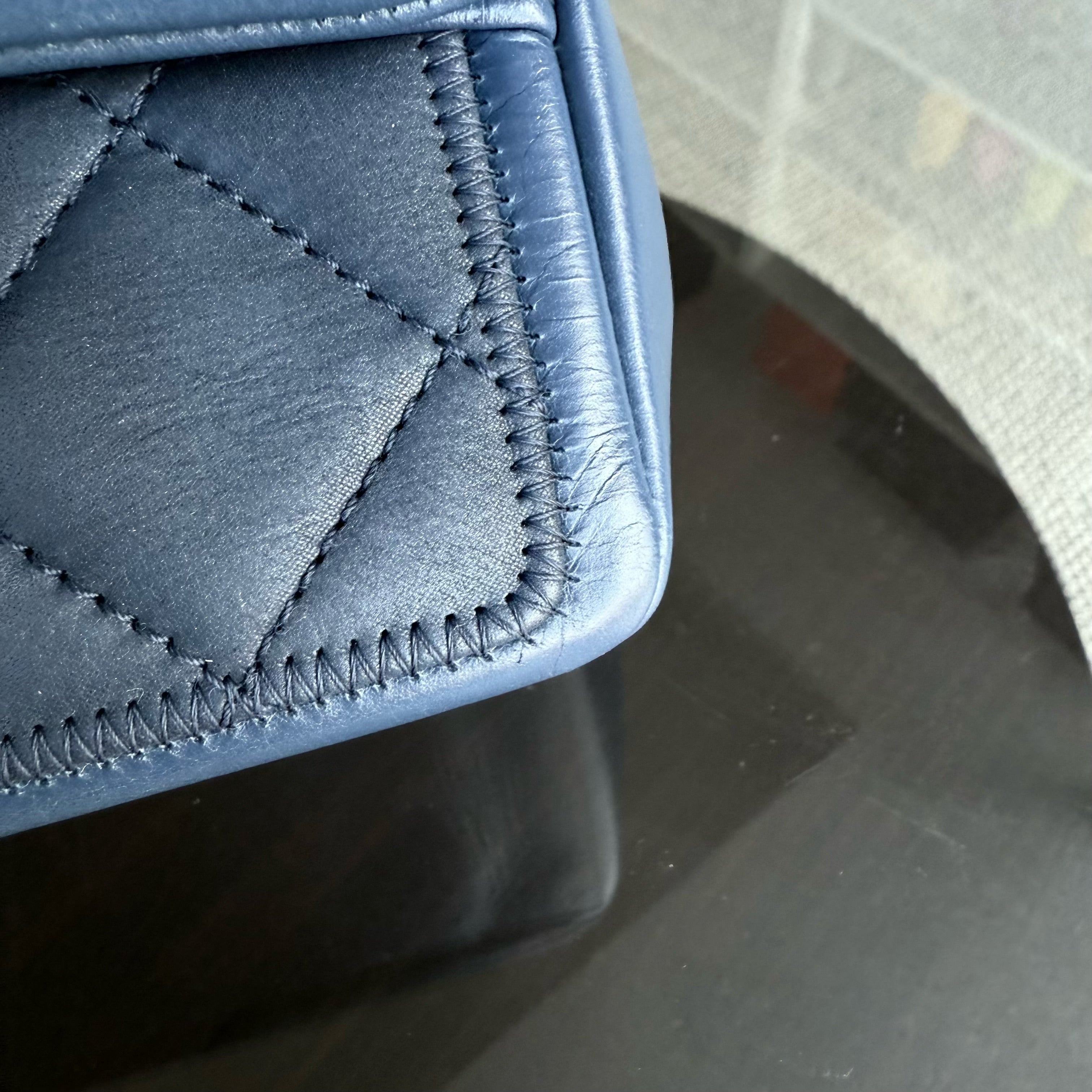 Chanel Seasonal Flap - 25CM Quilted Calfskin Blue Ruthenium Silver Hardware Series 20