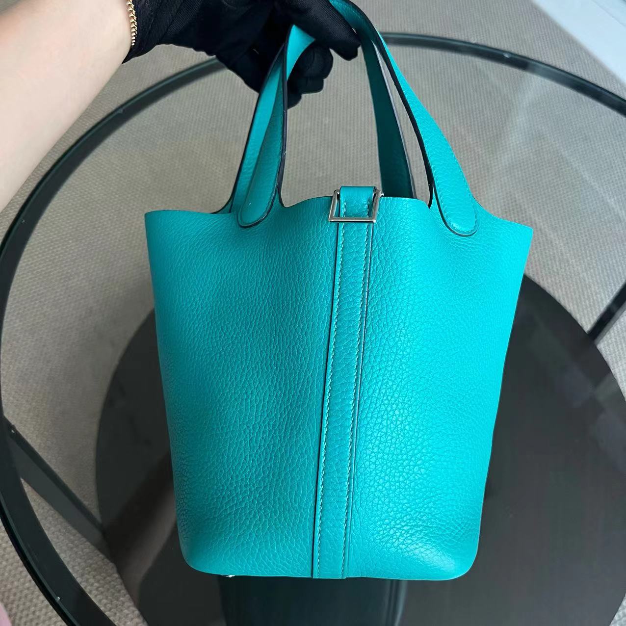 Hermes Picotin 18 - X Stamp Vert Jade Taurillion Clemence TC Cyan Lock Silver Hardware