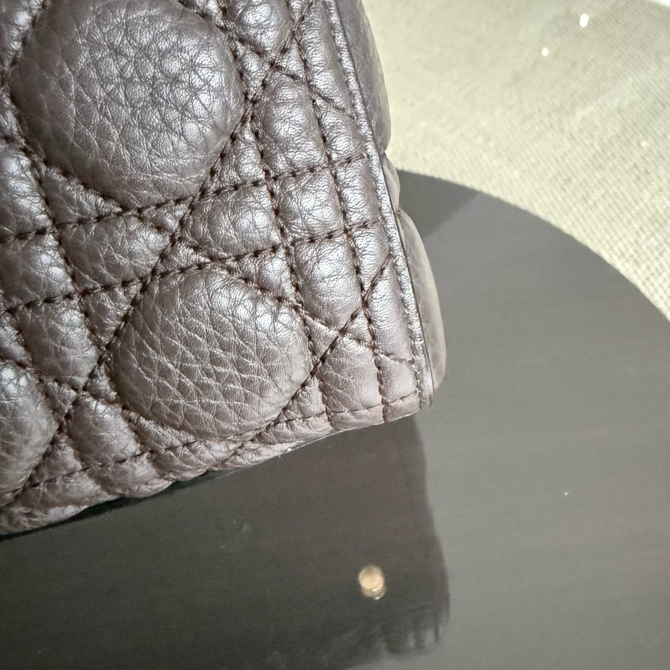 Dior Lady Large Flap - Calfskin Cannage Dark Brown Gold Hardware