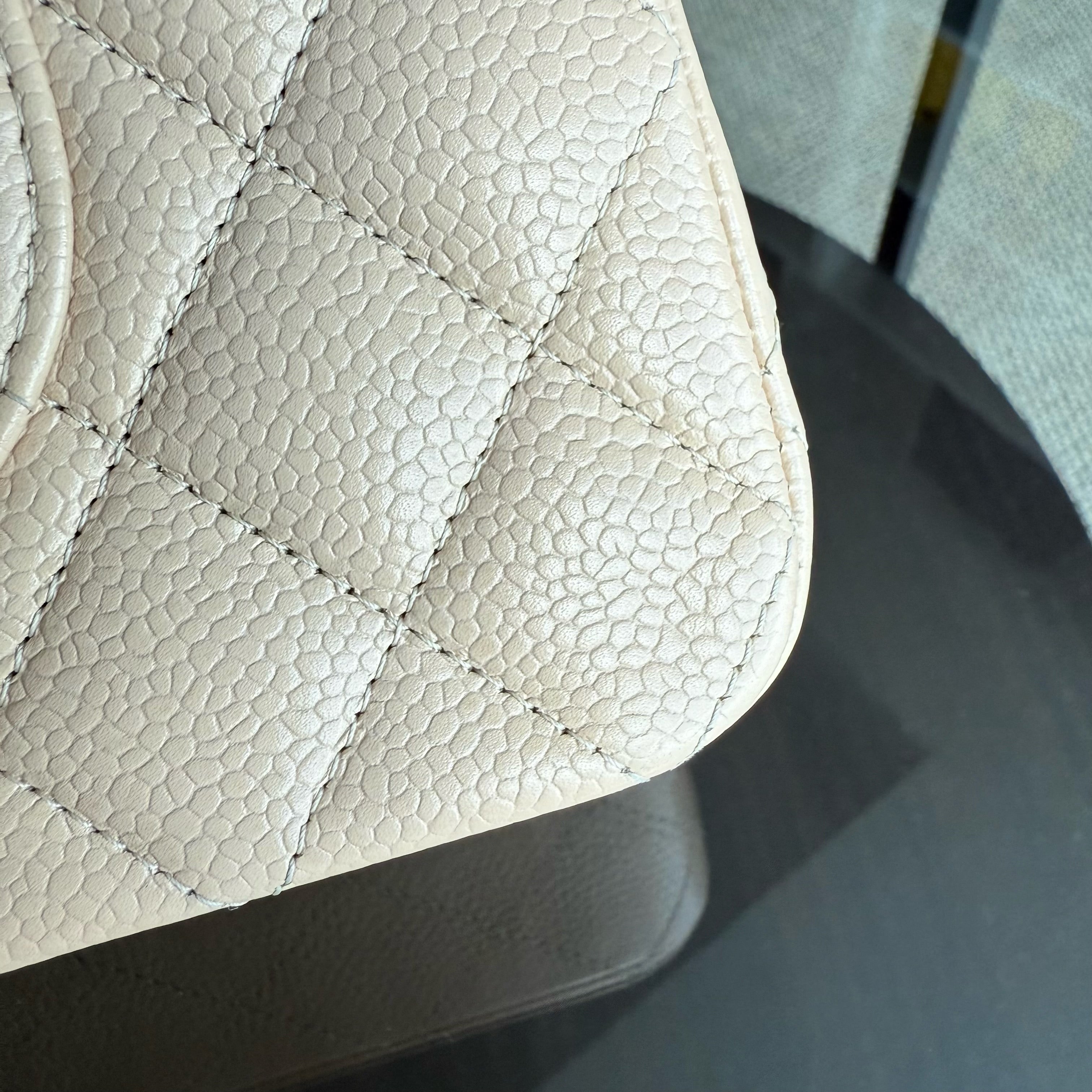 Chanel Classic Flap Medium - 25CM Quilted Lambskin Beige Silver Hardware Series 14