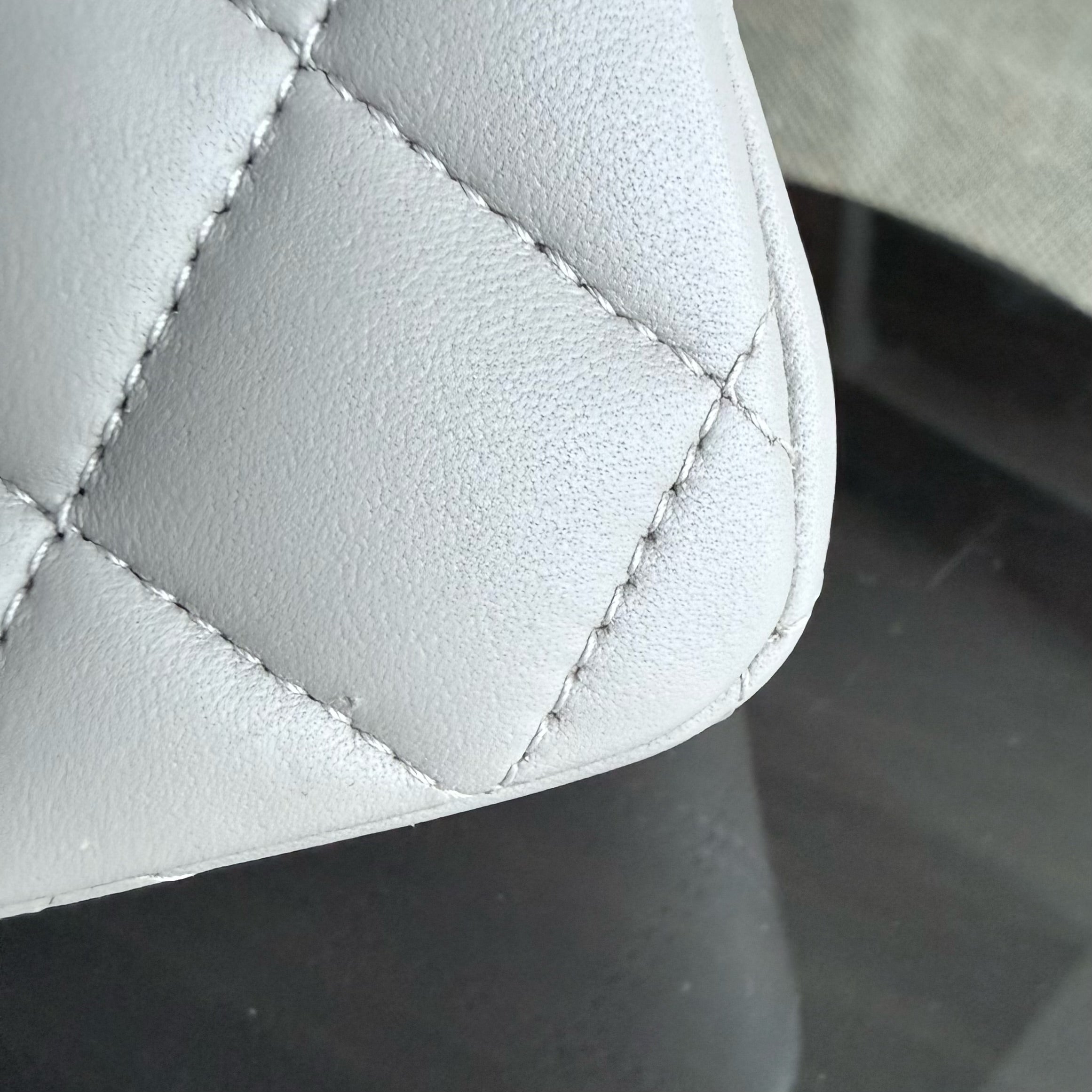 Chanel Classic Flap Small - Lambskin 23CM Quilted Grey Gray Silver Hardware Series 28