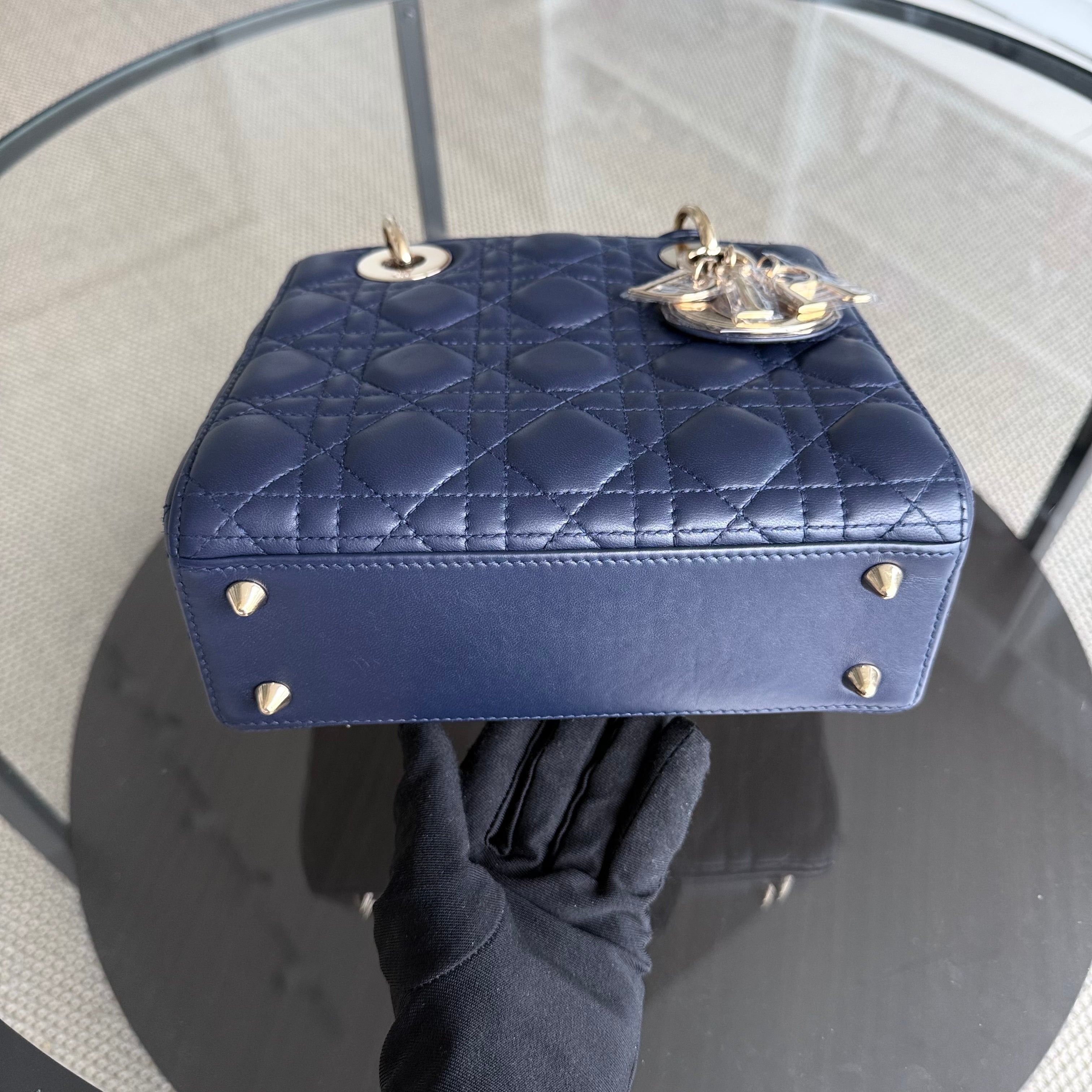 Dior Lady Small MyABC - Cannage Lambskin ABC Dark Navy Blue Gold Hardware