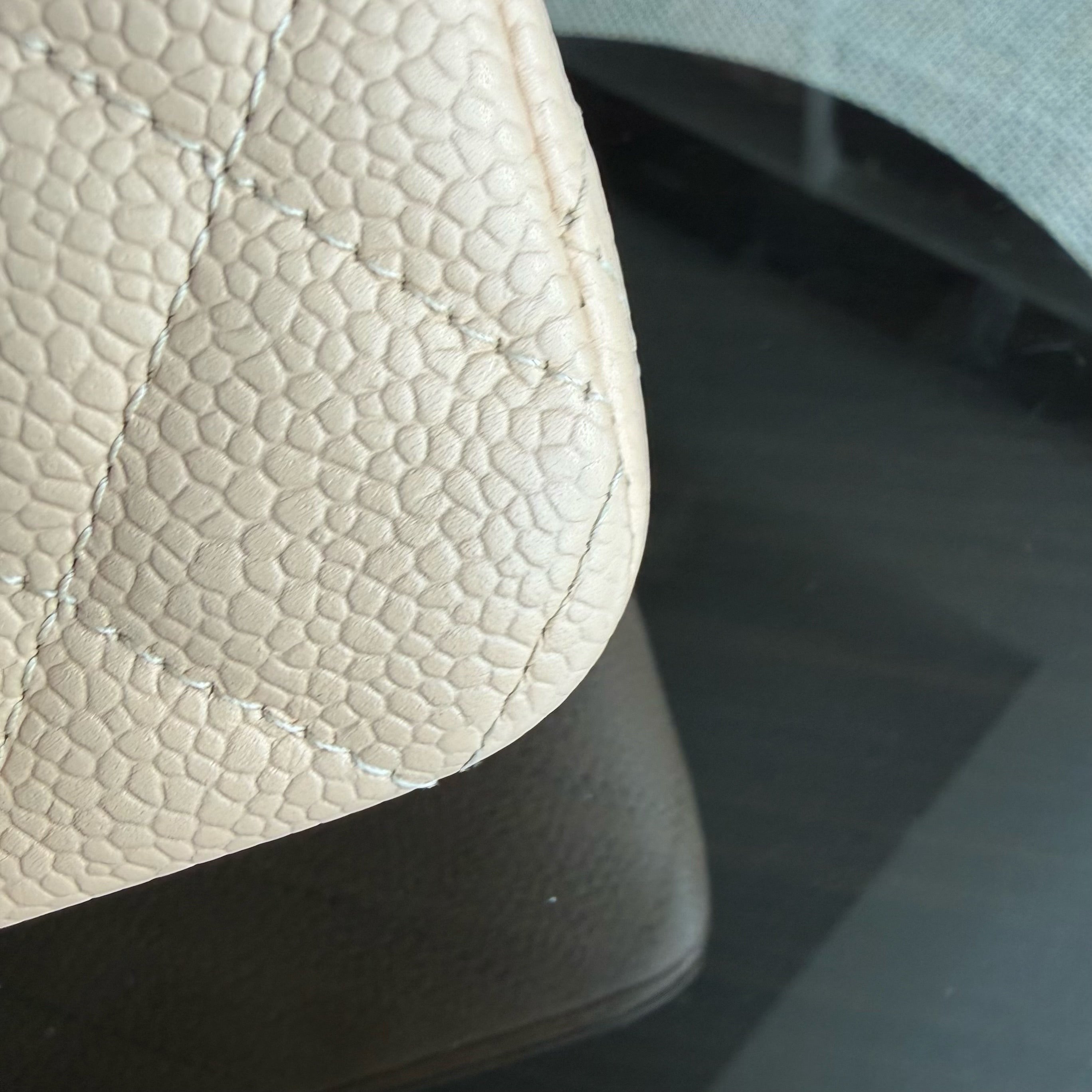 Chanel Classic Flap Medium - 25CM Quilted Beige Caviar Silver Hardware Series 12