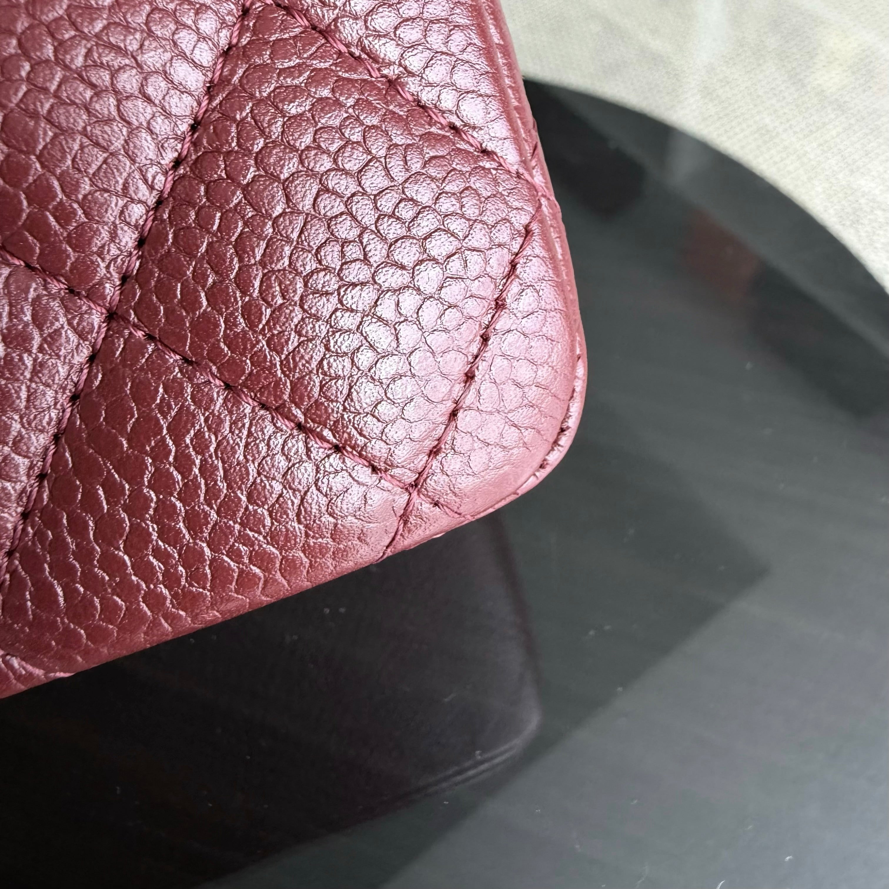 Chanel Classic Flap Medium - Caviar 25CM Quilted Grained Calfskin Burgundy Dark Red Silver Hardware Series 18