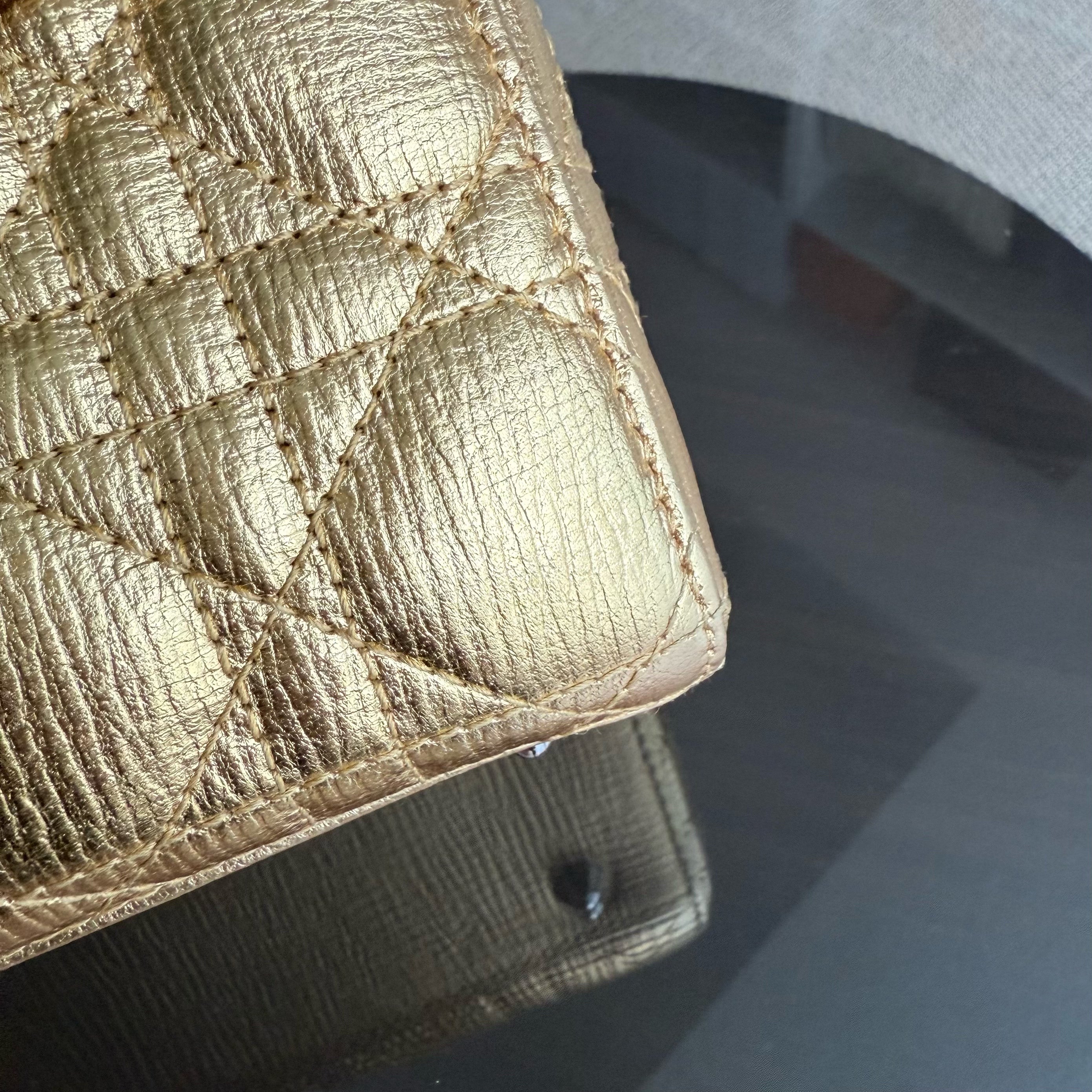 Dior Lady Small - Cannage Metallic Calfskin Gold Silver Hardware