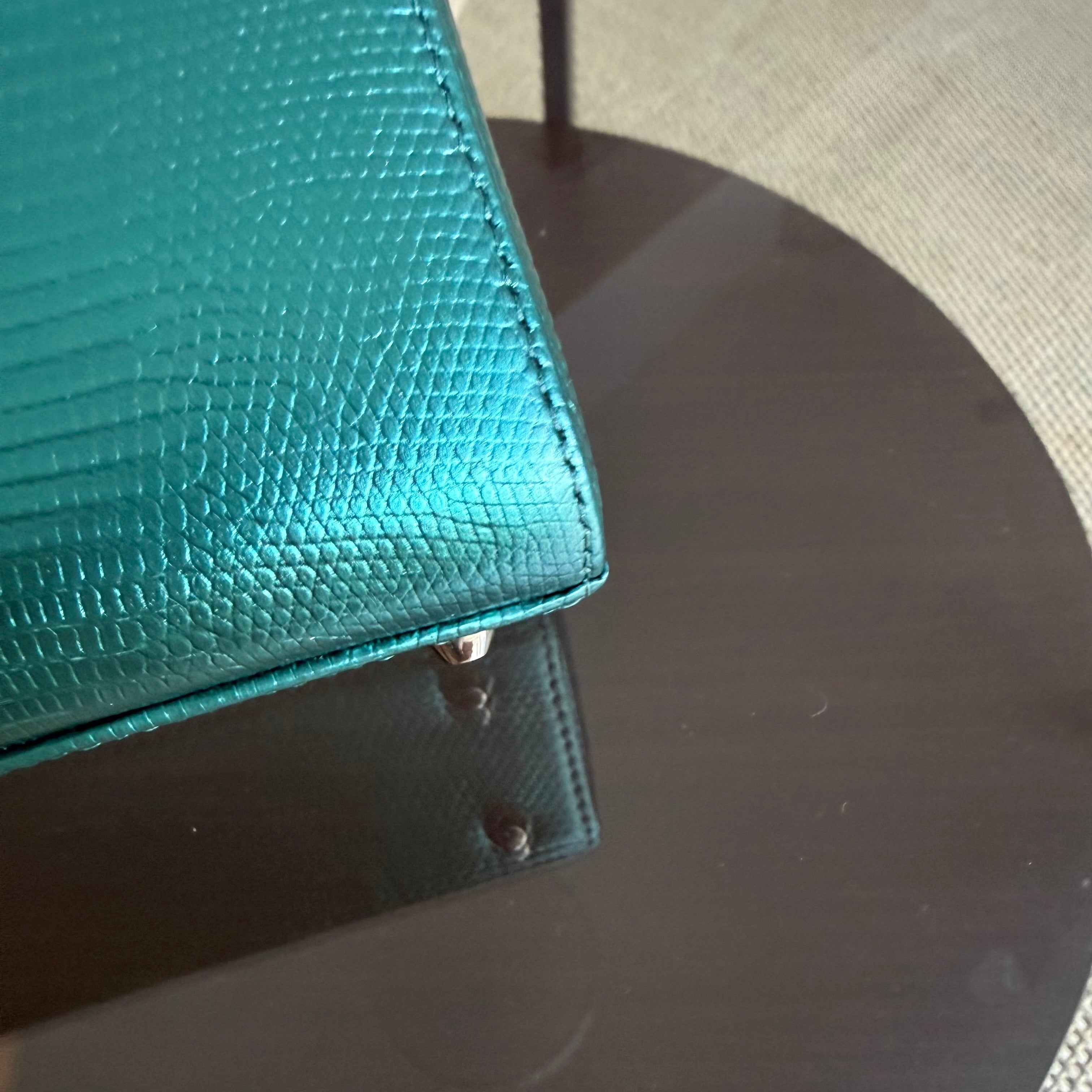 Dior Lady Mini - Exotic Lizard Green color Silver Hardware