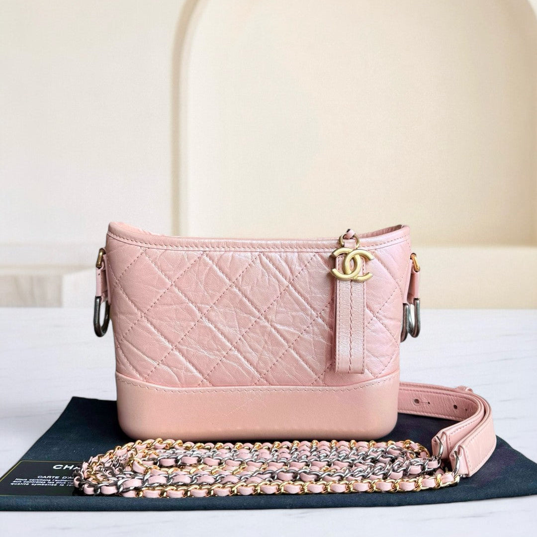 Chanel Gabrielle Small - Quilted Irridescent Pink Calfskin Gold Hardware Series 27