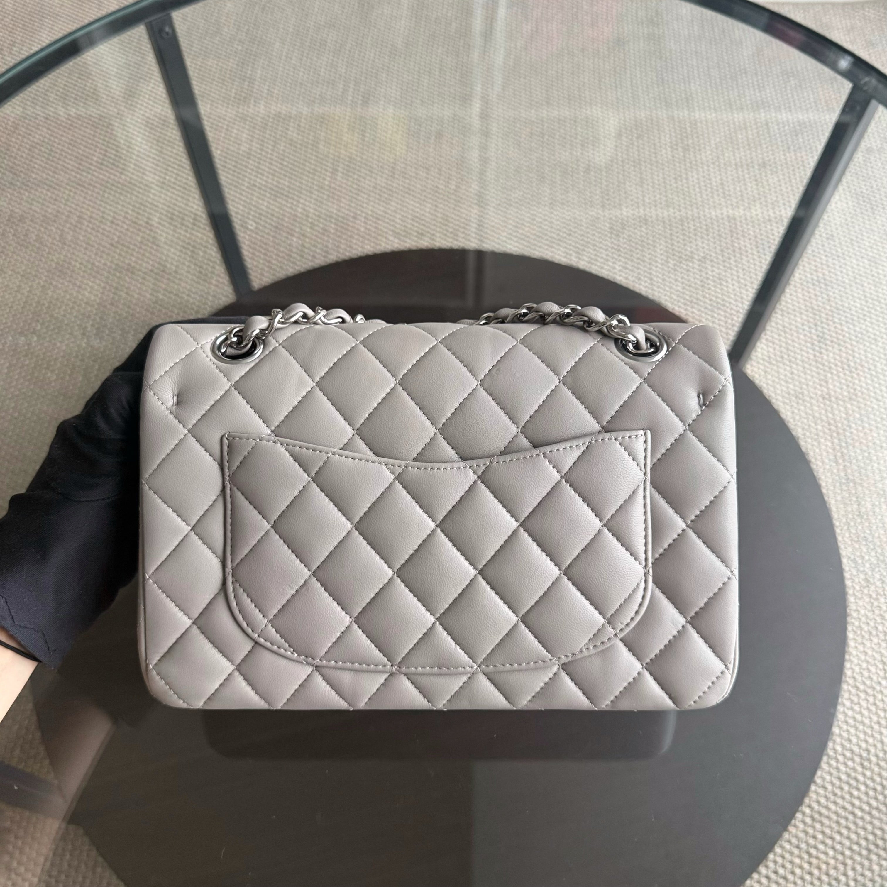 Chanel Classic Flap Small - Lambskin 23CM Quilted Grey Gray Silver Hardware Series 28