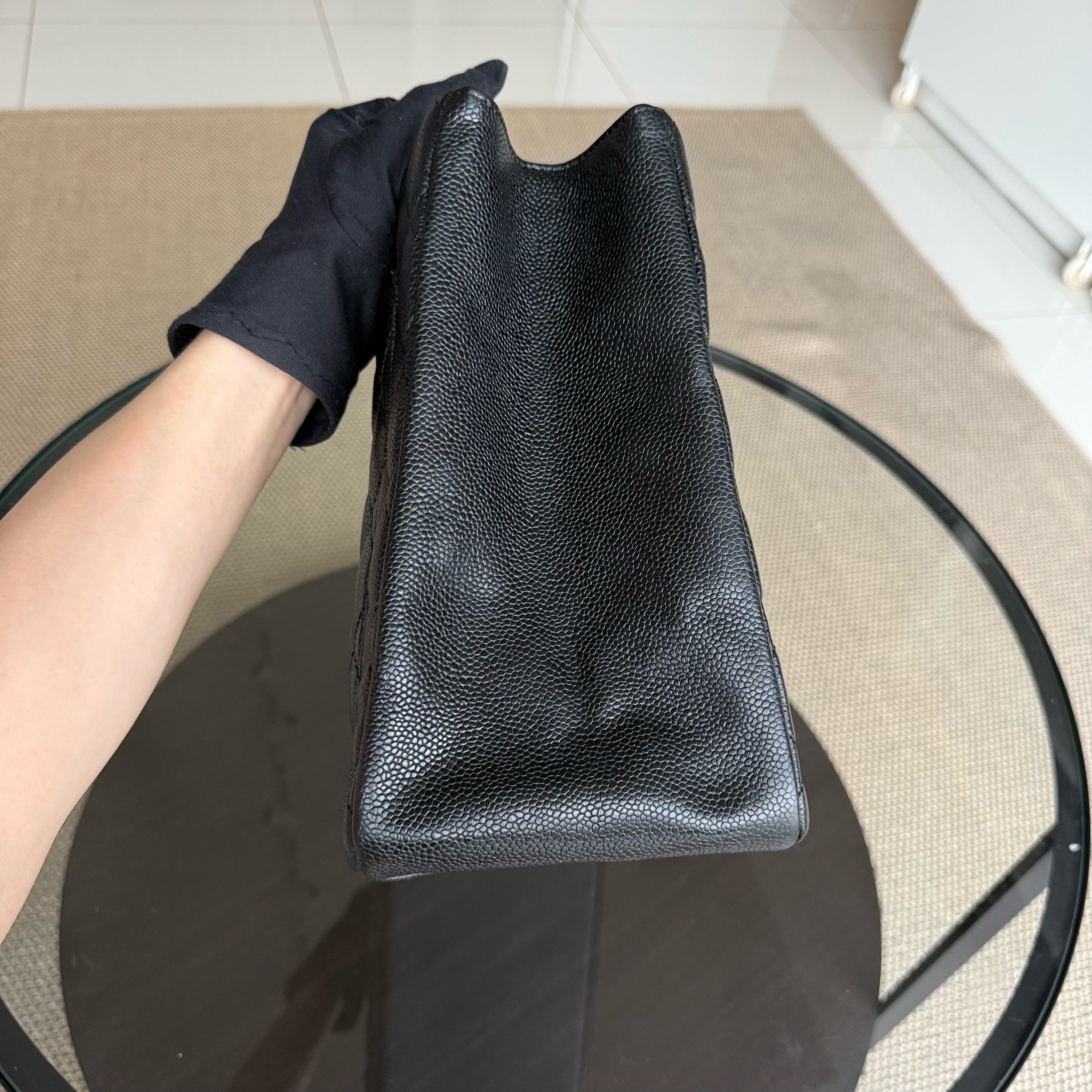 Chanel GST Grand Shopping Tote - Caviar Quilted Grained Calfskin Black Silver Hardware 13