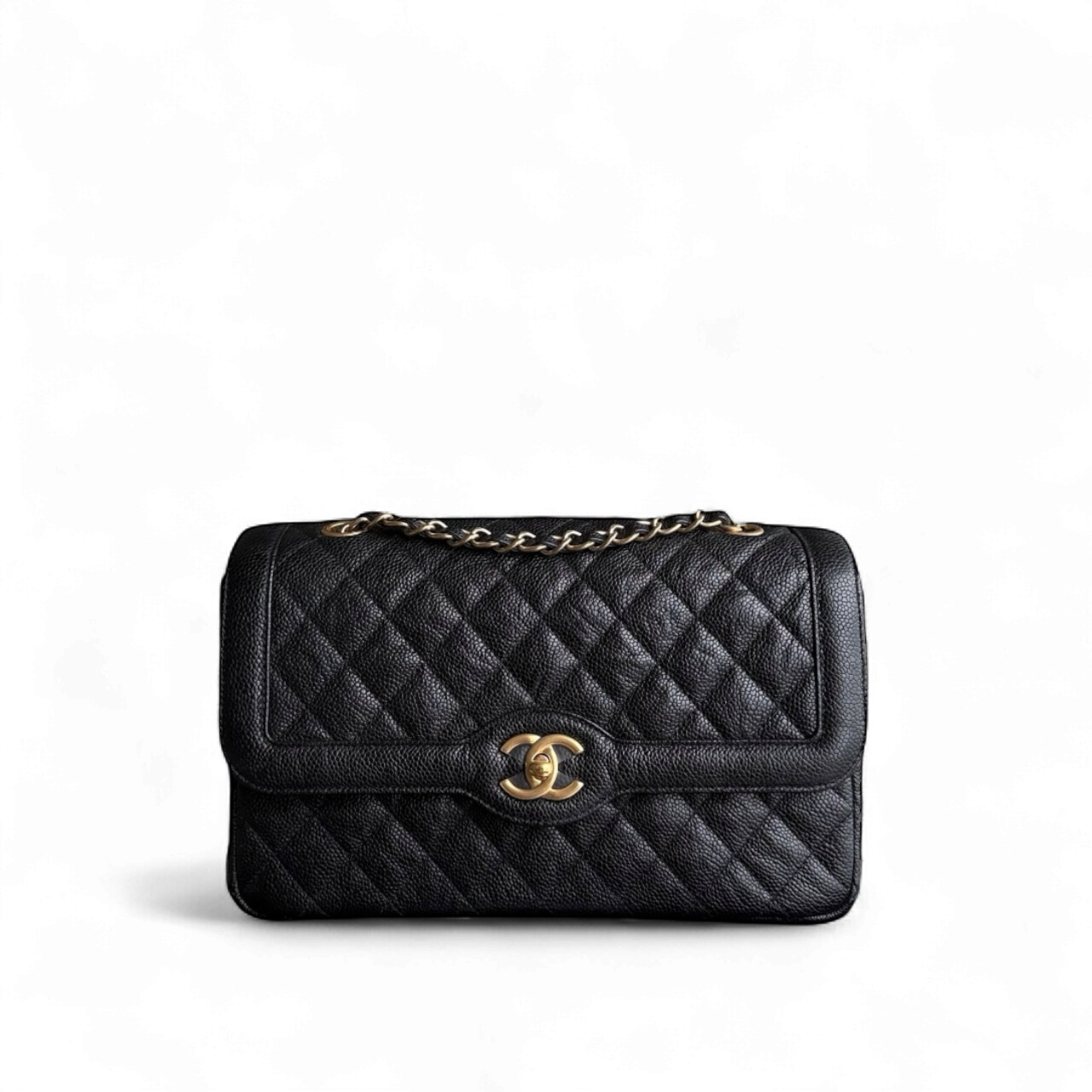 Chanel Seasonal Two-tone Flap Medium - Caviar Quilted Black Gold Hardware Series 22