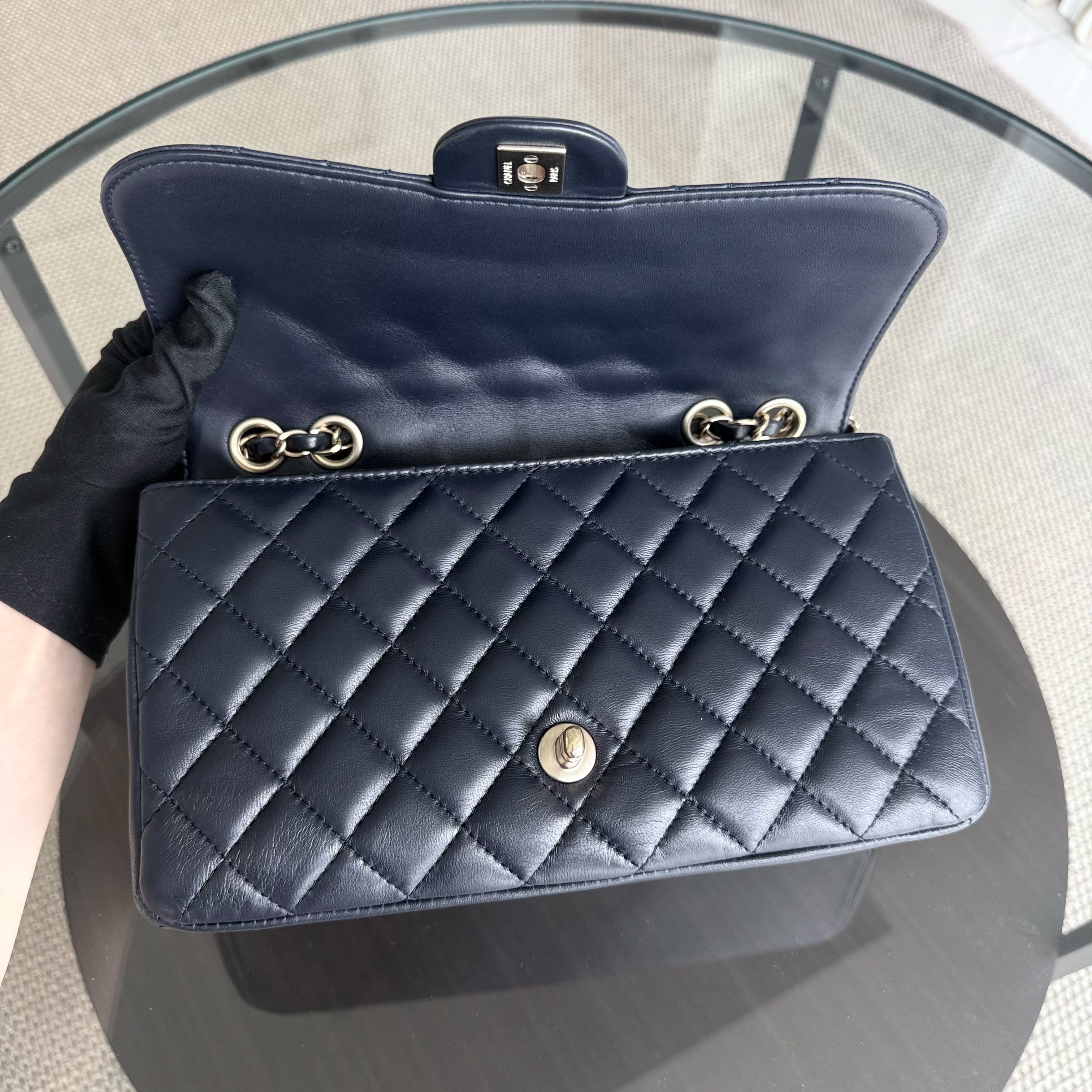 Chanel Chic Flap Seasonal Flap Medium - 25CM Quilted Lambskin Dark Blue Series 21