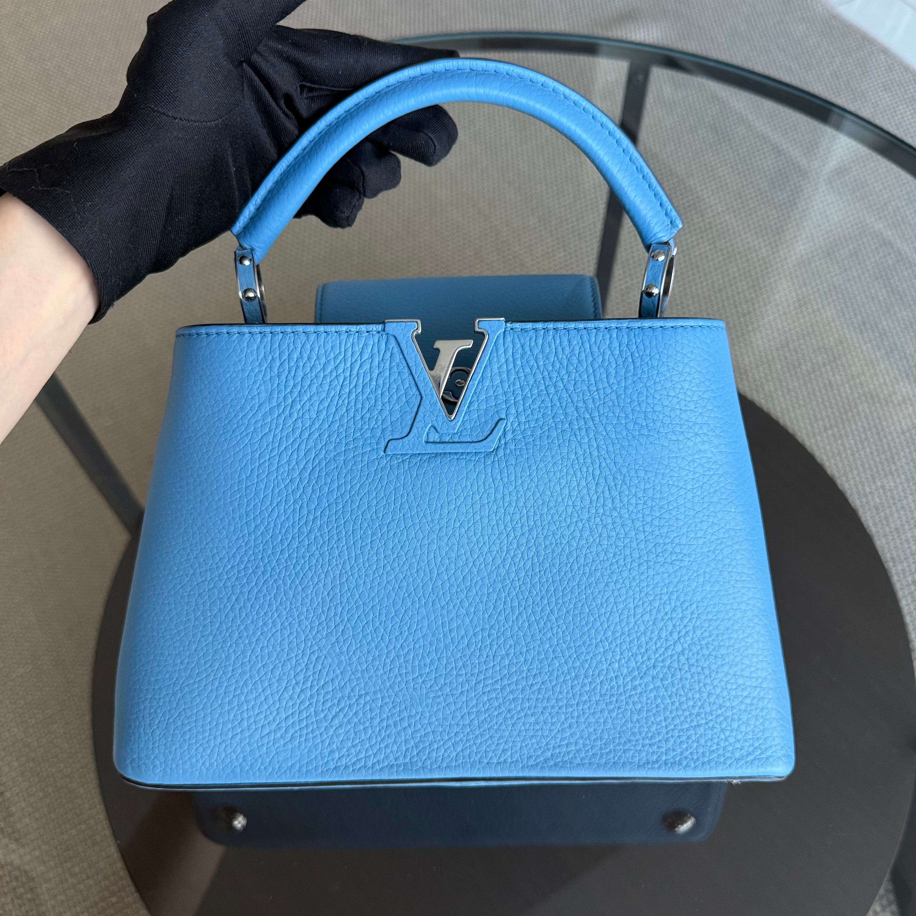 Louis Vuitton Capucines BB - Grained Calfskin Silver Hardware Blue Silver Hardware