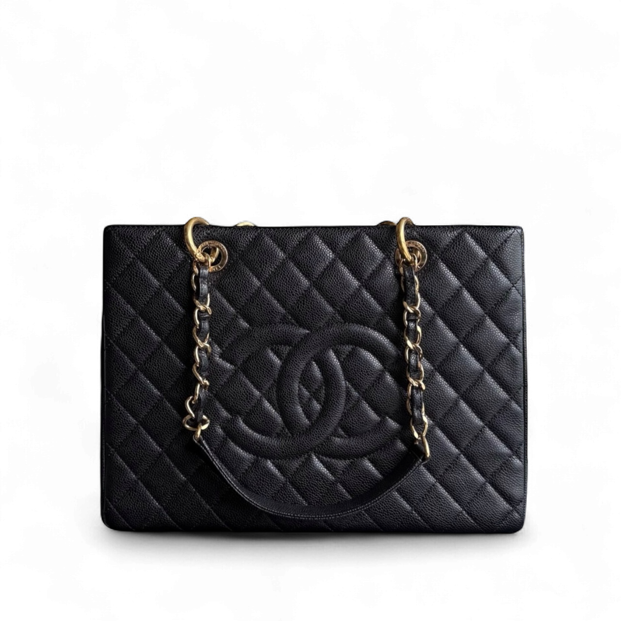 Chanel GST Grand Shopping Tote - Caviar Quilted Grained Calfskin Black Gold Hardware Series 18