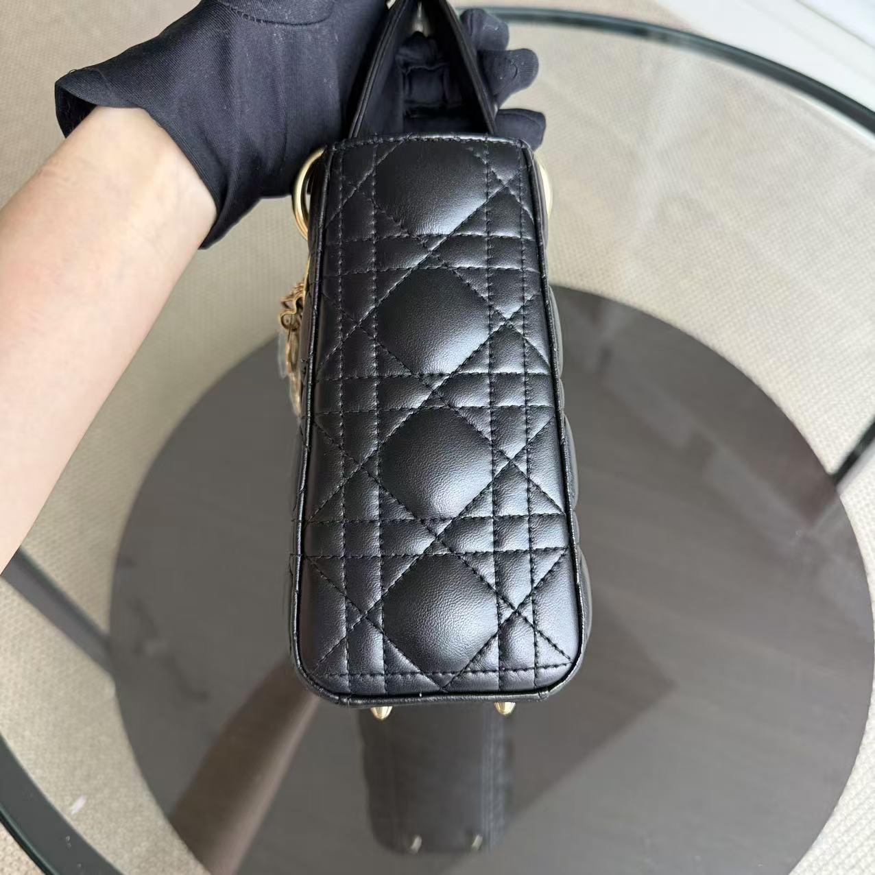 Dior Lady Small - Cannage Lambskin Black Gold Hardware