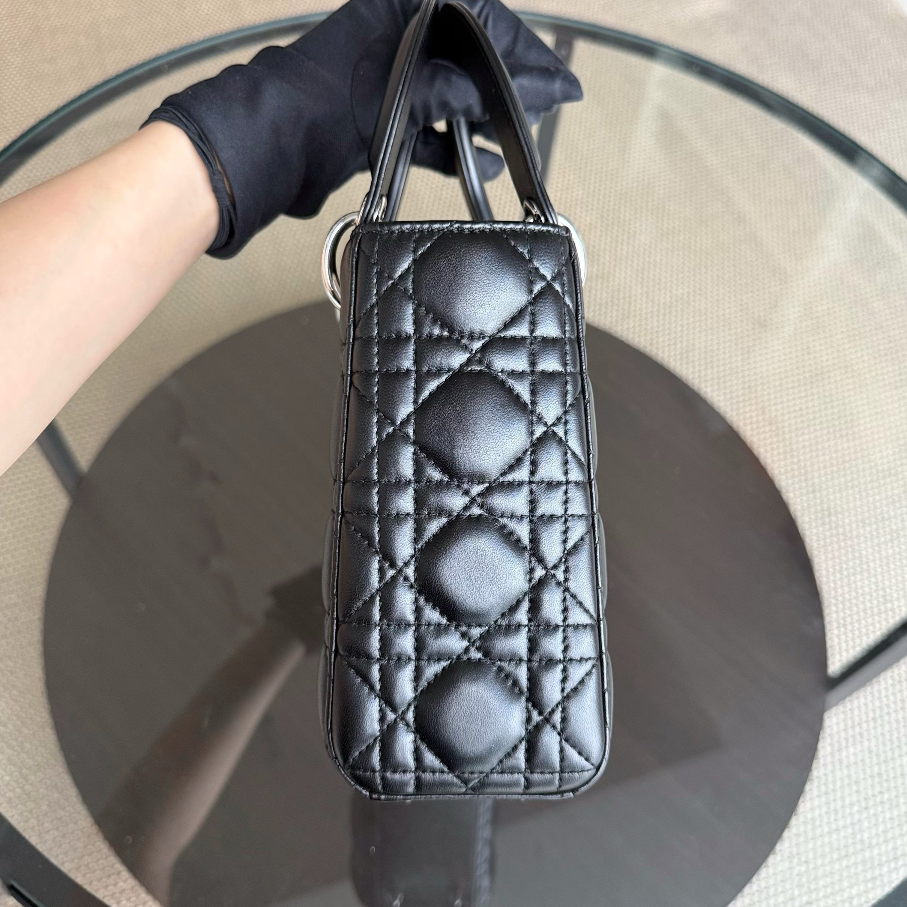 Dior Lady Small Flap - Cannage Lambskin Black Silver Hardware