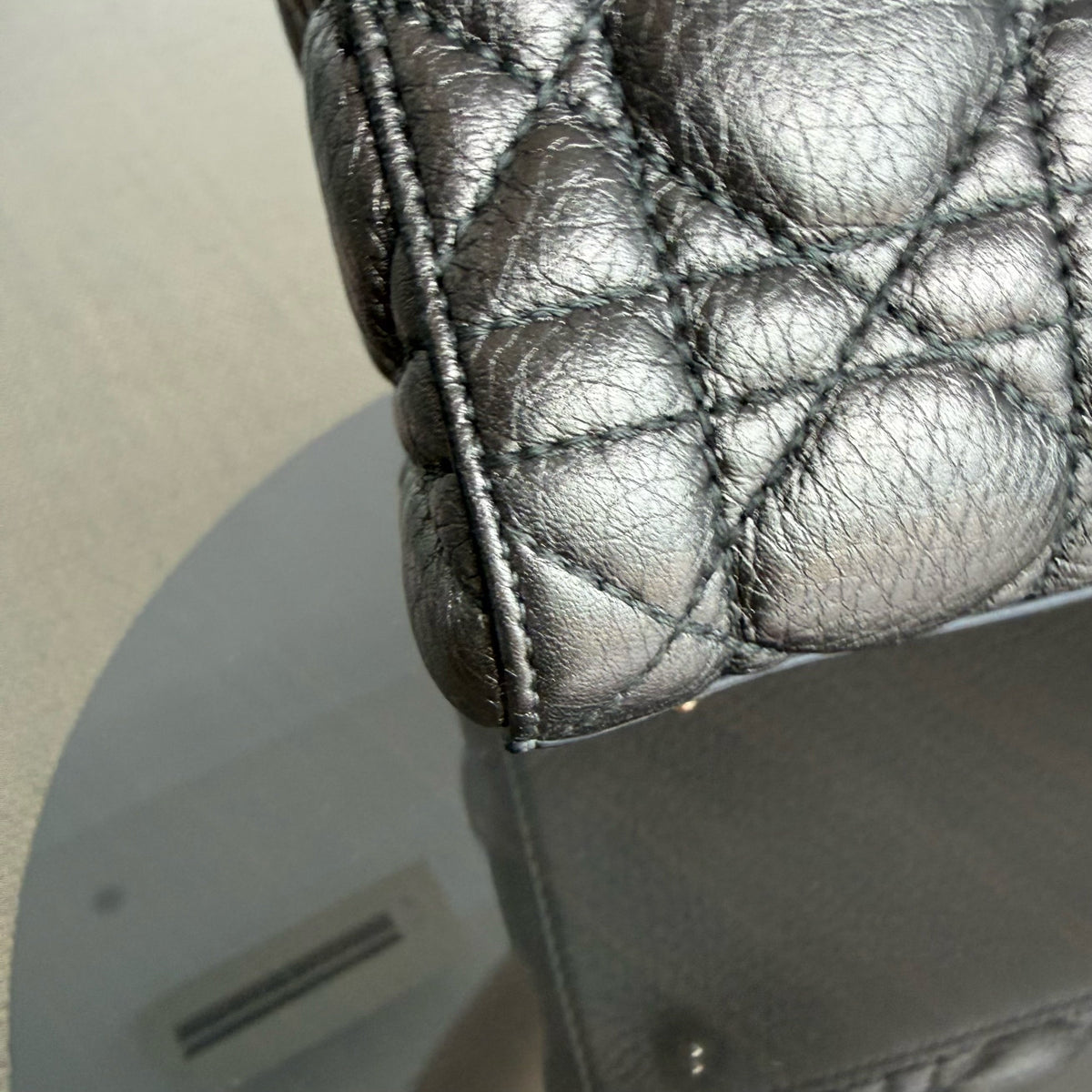 Dior Lady Medium Flap - Cannage Dark Gray Gold Hardware