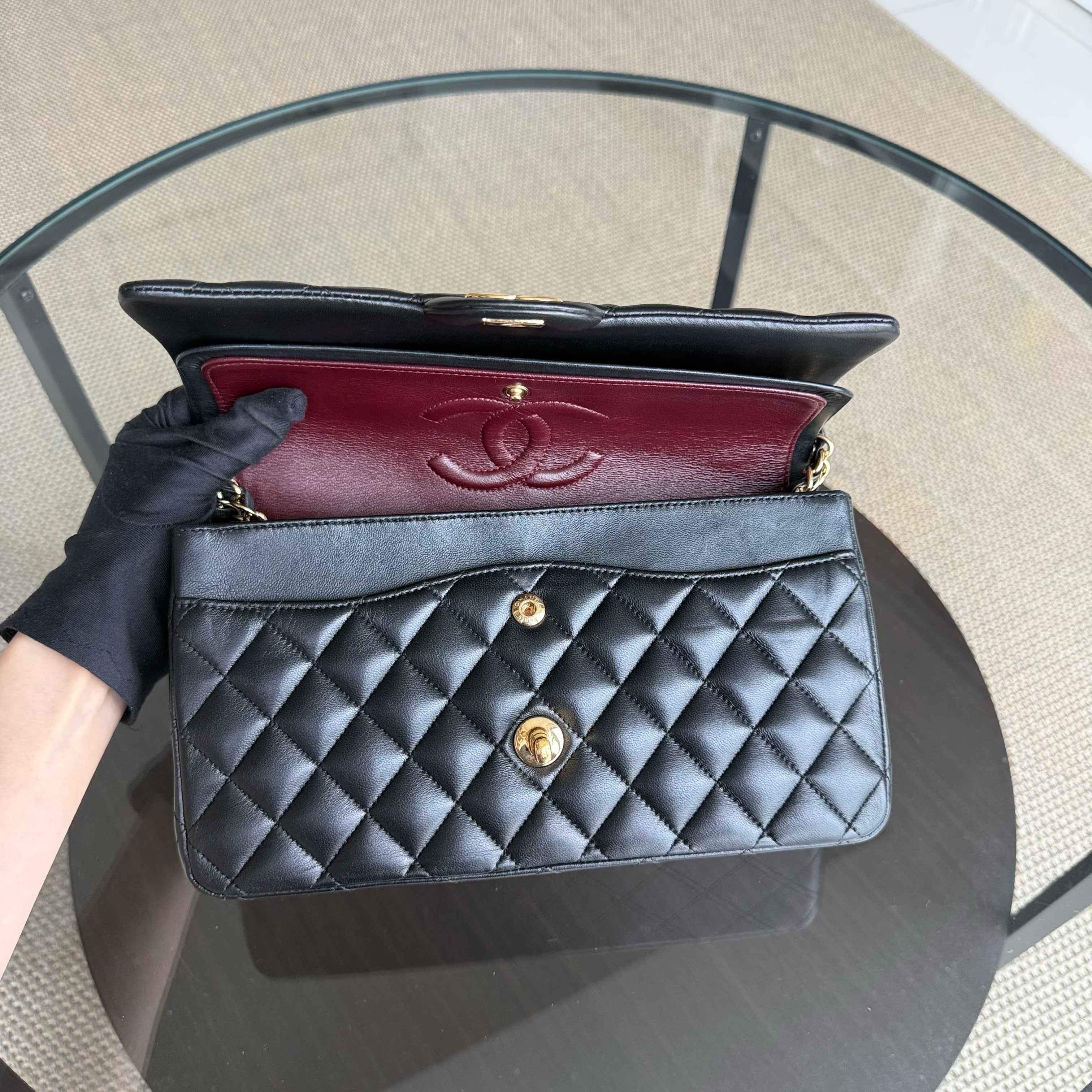 Chanel Classic Flap Medium - 25CM Quilted Lambskin Black Gold Hardware Series 31