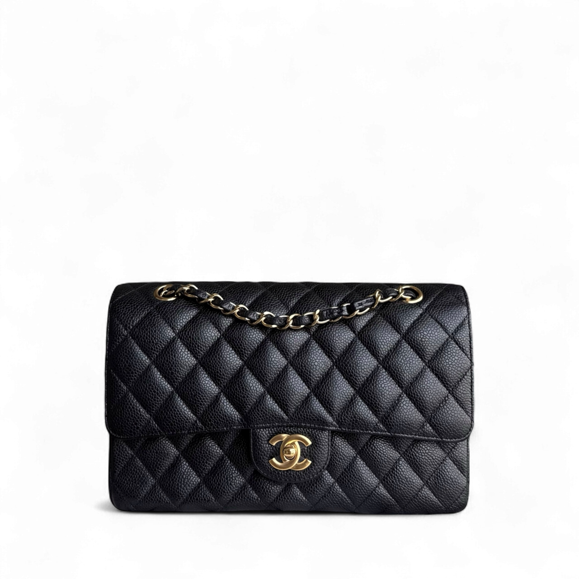 Chanel Classic Flap Medium - Caviar 25CM Quilted Grained Calfskin Black Gold Hardware Series 14