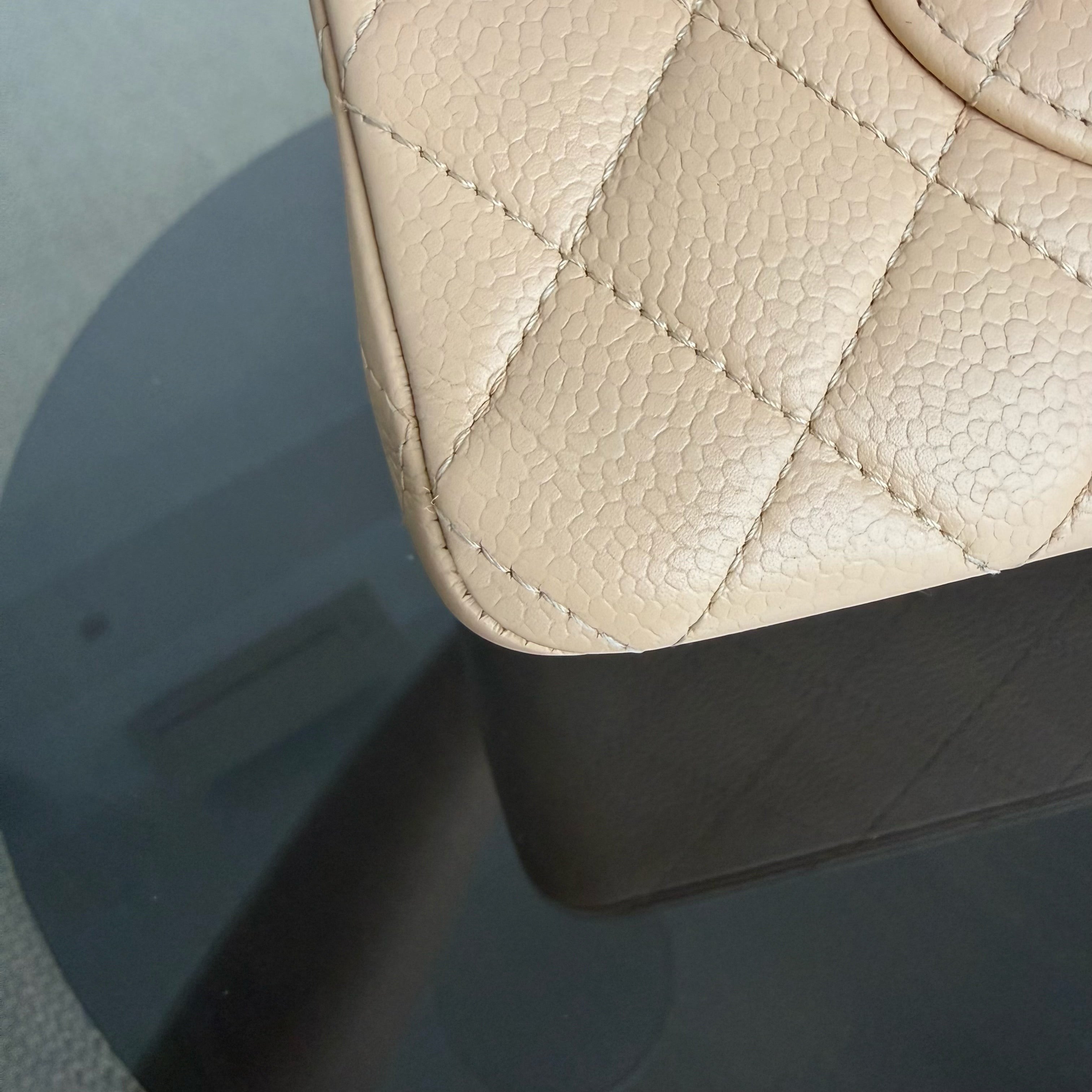 Chanel Classic Flap Medium - Caviar 25CM Quilted Beige Silver Hardware Series 13