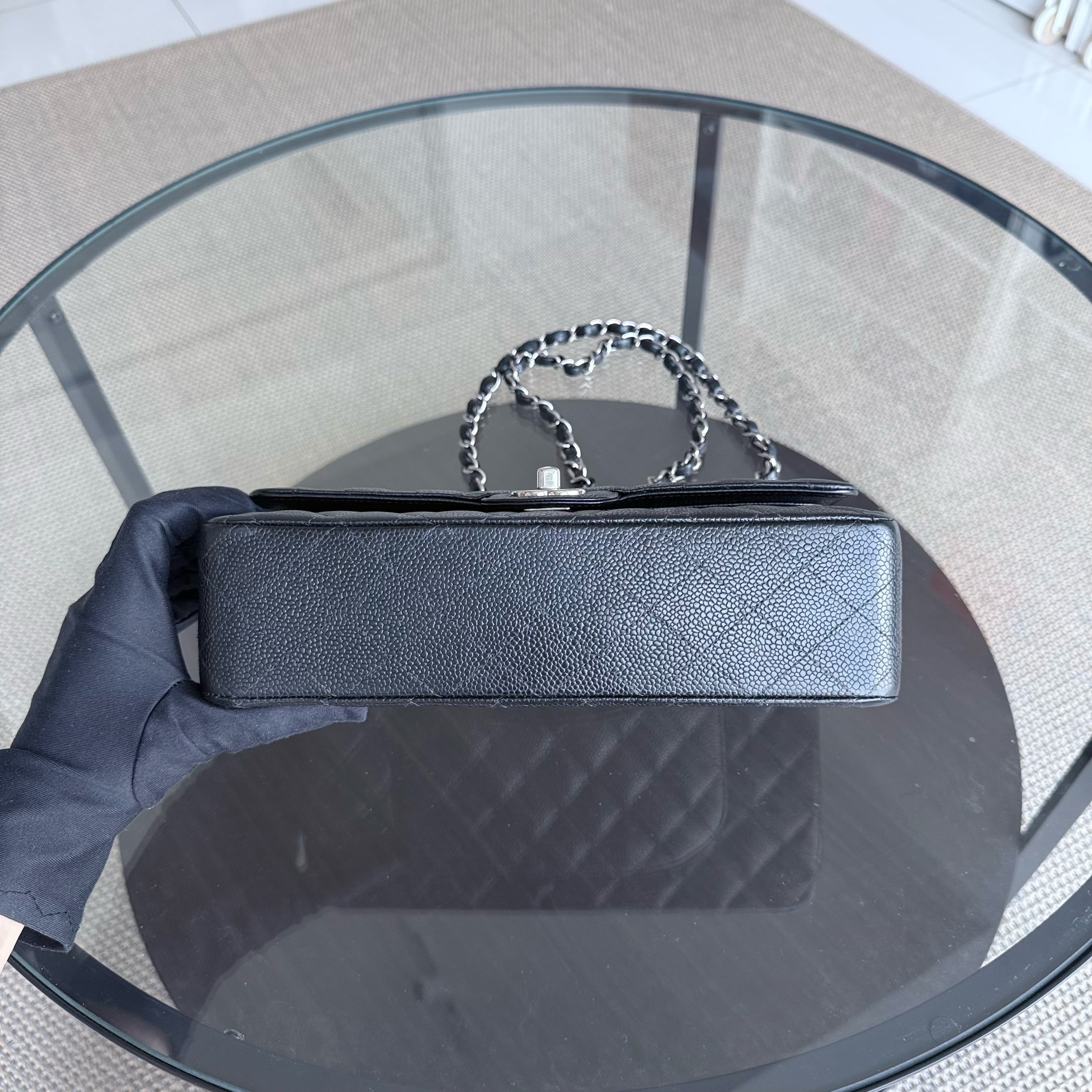 Chanel Classic Flap Medium - 25CM Quilted Caviar Black Silver Hardware Series 20