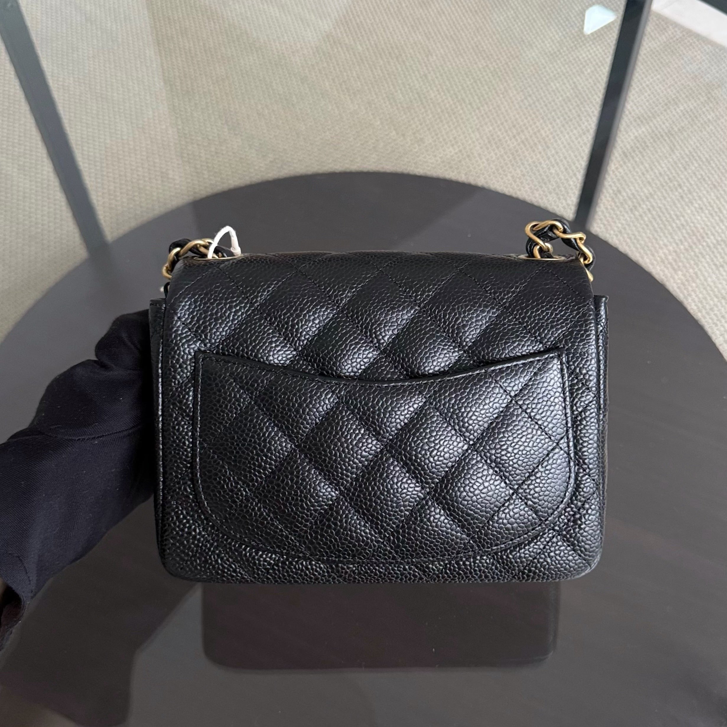 Chanel Classic Flap Mini Square - Caviar Quilted Black Gold Hardware Series 21