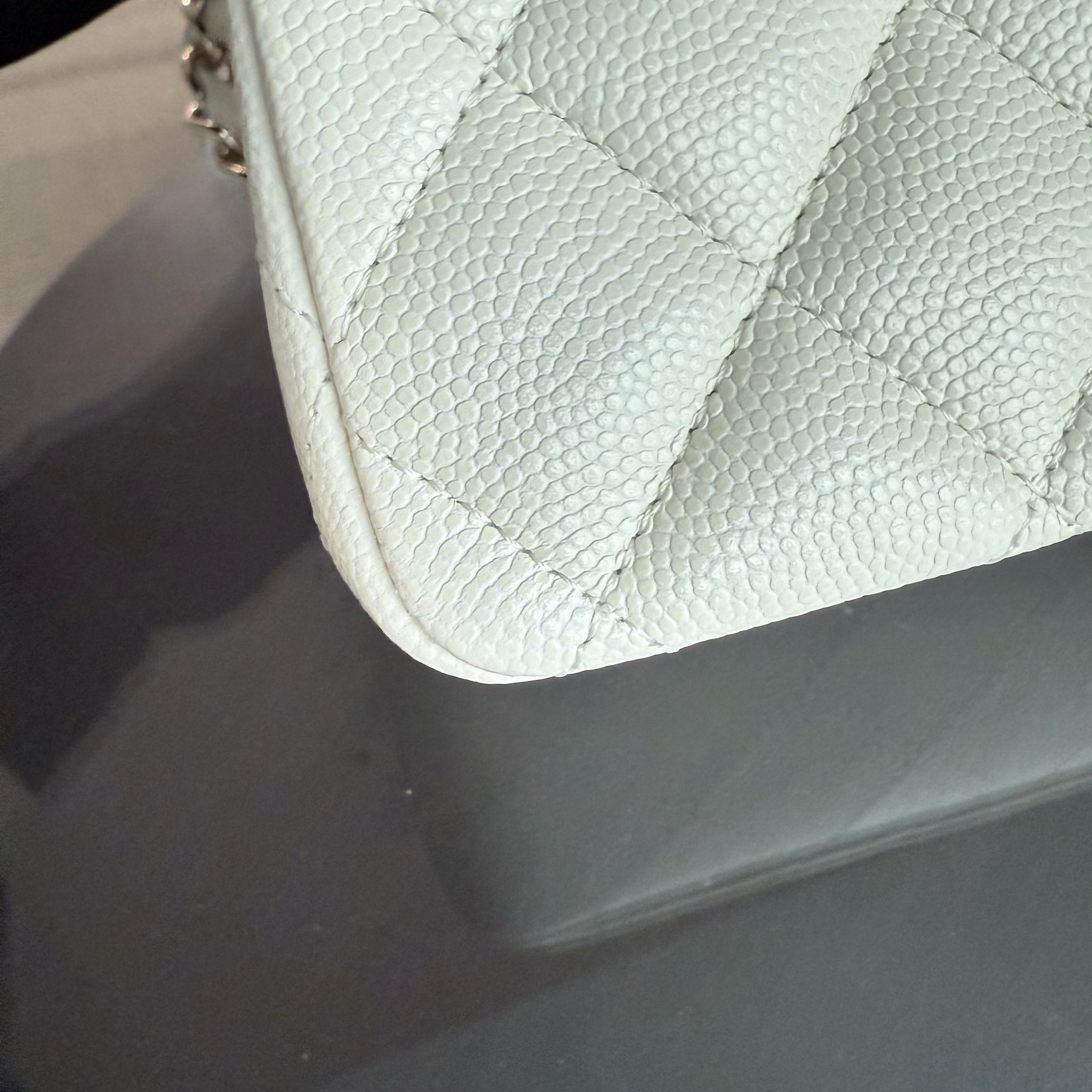 Chanel Classic Flap Small - Caviar 23CM Quilted Grained Calfskin White Gold Hardware Series 26